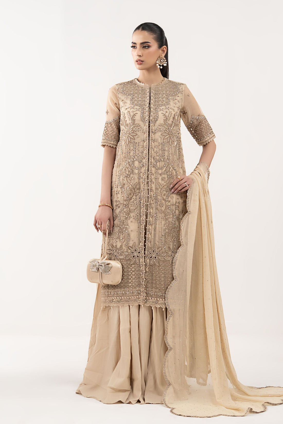 Maria B | Luxury Formals | SF-EF26-53-Coffee - by Libasekhas UK - Registered Vendor of : Maria B - 100% Original Designer Dress