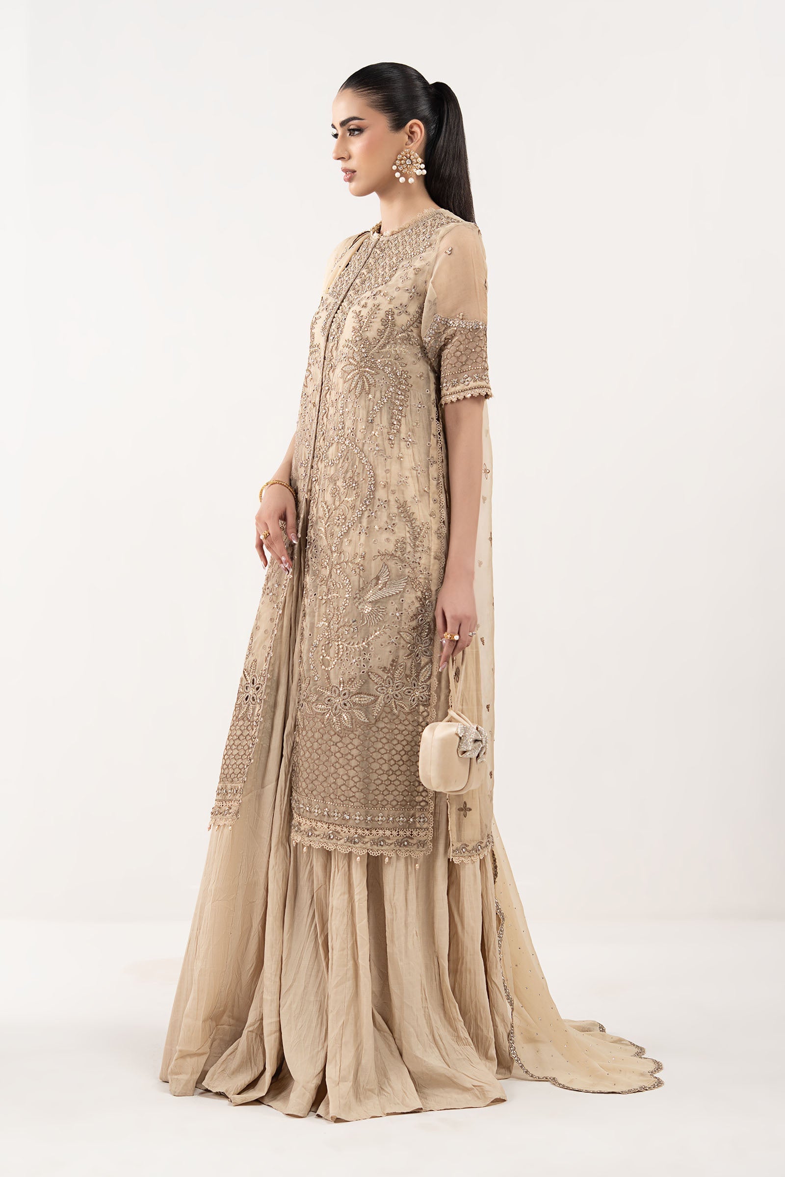 Maria B | Luxury Formals | SF-EF26-53-Coffee - by Libasekhas UK - Registered Vendor of : Maria B - 100% Original Designer Dress