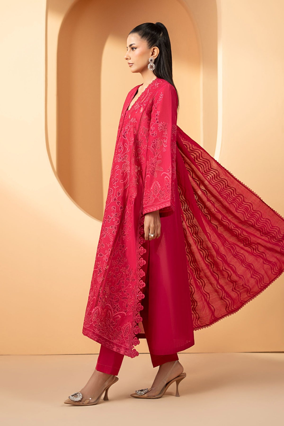 Maria B | Luxury Pret Pre Fall | DW-EF26-30-Magenta - by Libasekhas UK - Registered Vendor of : Maria B - 100% Original Designer Dress