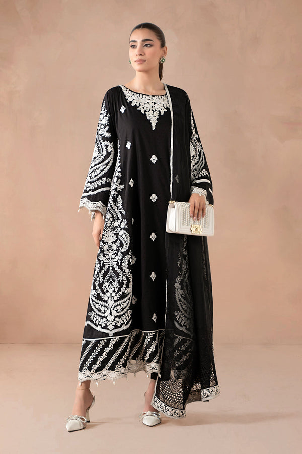 Maria B | Pre Fall Dresses | 3 Piece Embroidered Self Jacquard Suit Black - by Libasekhas UK - Registered Vendor of : Maria B - 100% Original Designer Dress