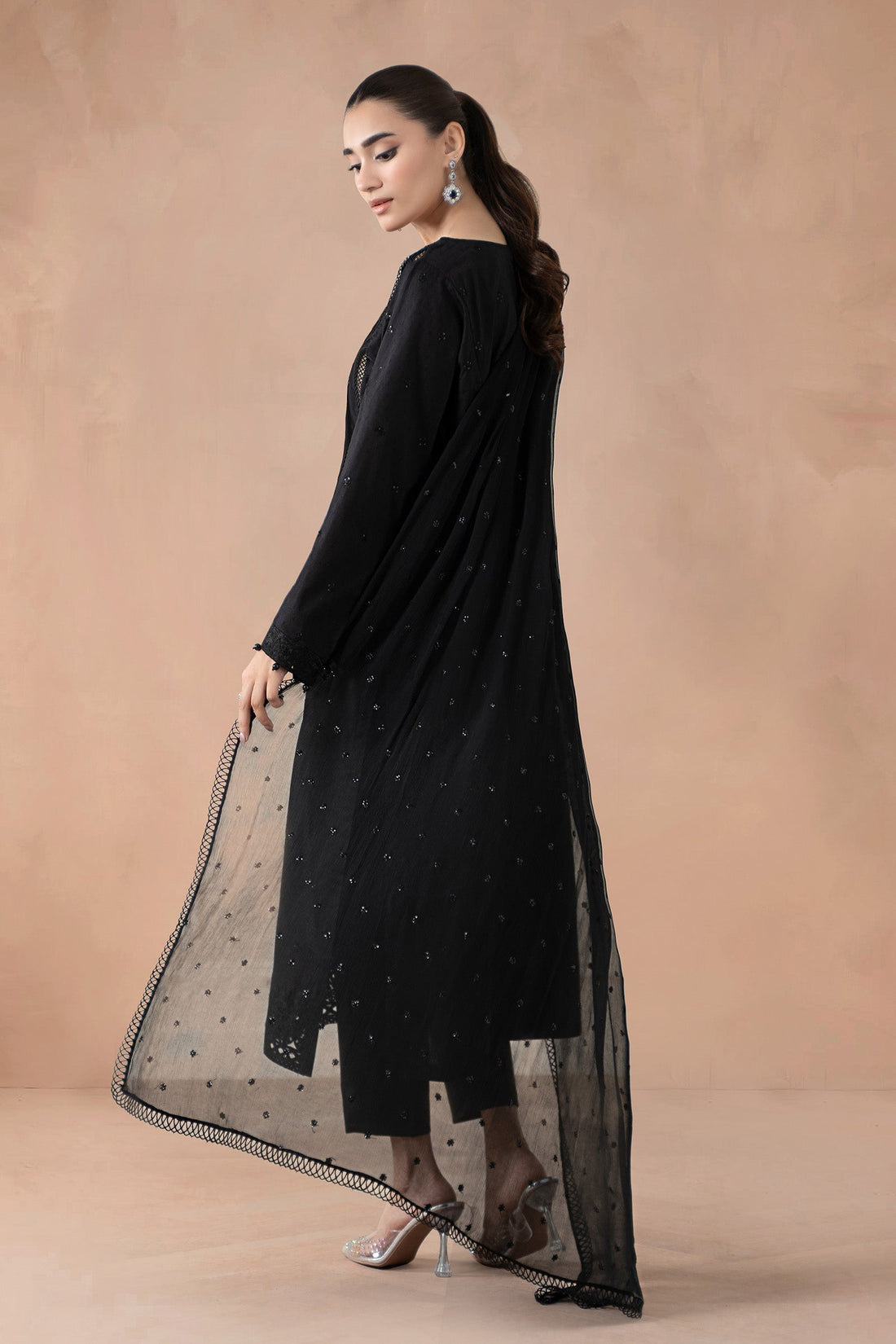 Maria B | Pre Fall Dresses | 3 Piece Embroidered Self Jacquard Suit Black1 - by Libasekhas UK - Registered Vendor of : Maria B - 100% Original Designer Dress