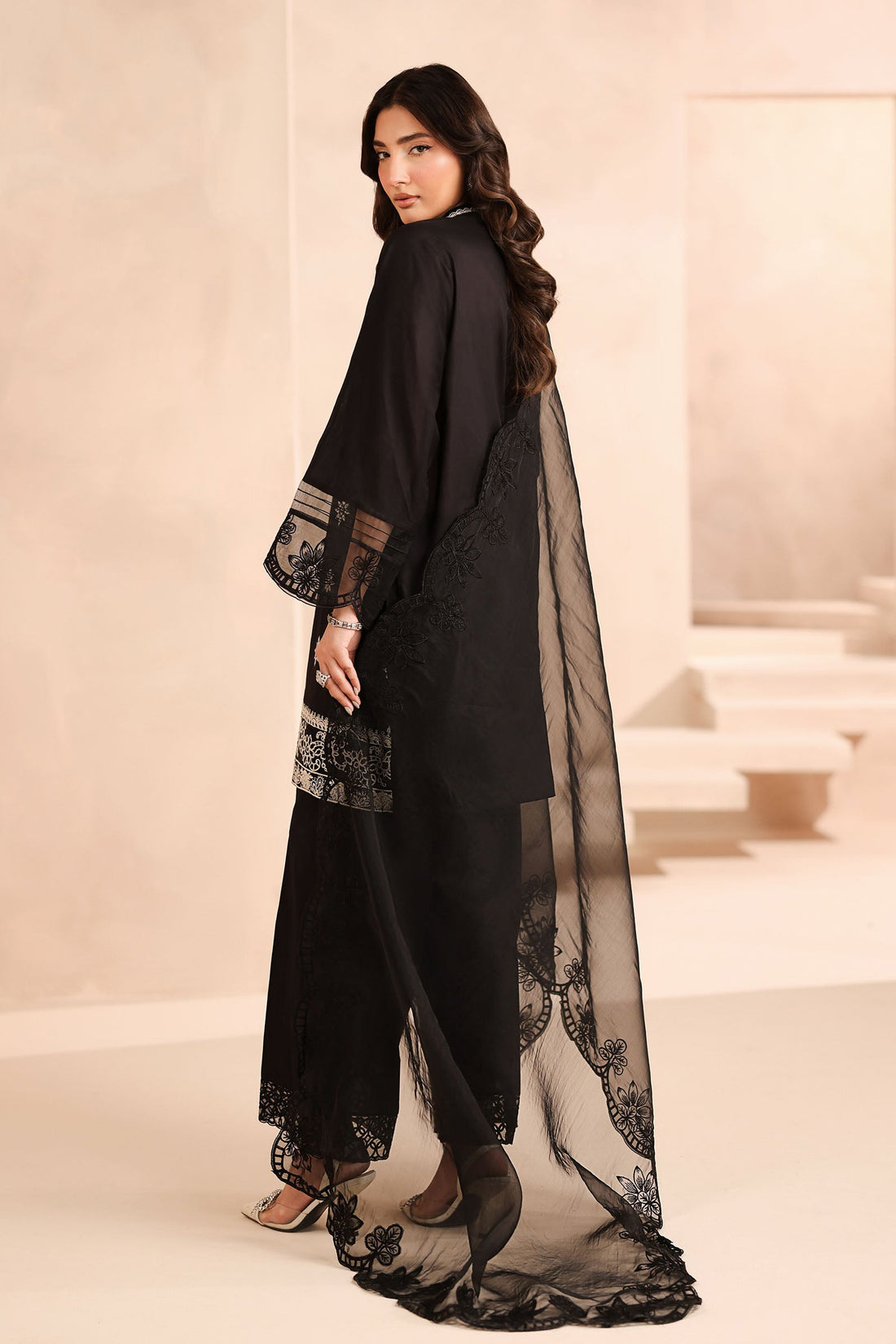 Maria B | Pre Fall Dresses | 3 Piece Embroidered Lawn Suit Black - by Libasekhas UK - Registered Vendor of : Maria B - 100% Original Designer Dress