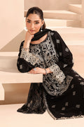 Maria B | Pre Fall Dresses | 3 Piece Embroidered Dobby Suit Black - by Libasekhas UK - Registered Vendor of : Maria B - 100% Original Designer Dress