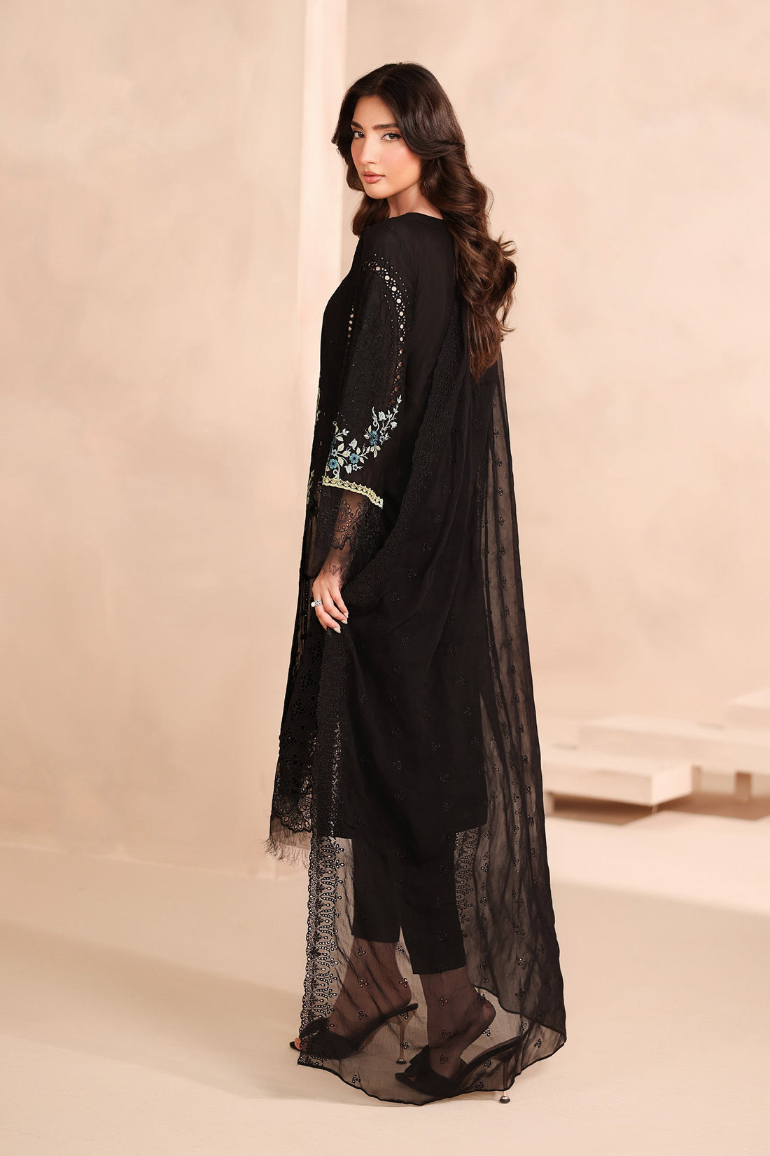 Maria B | Pre Fall Dresses | 3 Piece Embroidered Lawn Suit Black - by Libasekhas UK - Registered Vendor of : Maria B - 100% Original Designer Dress