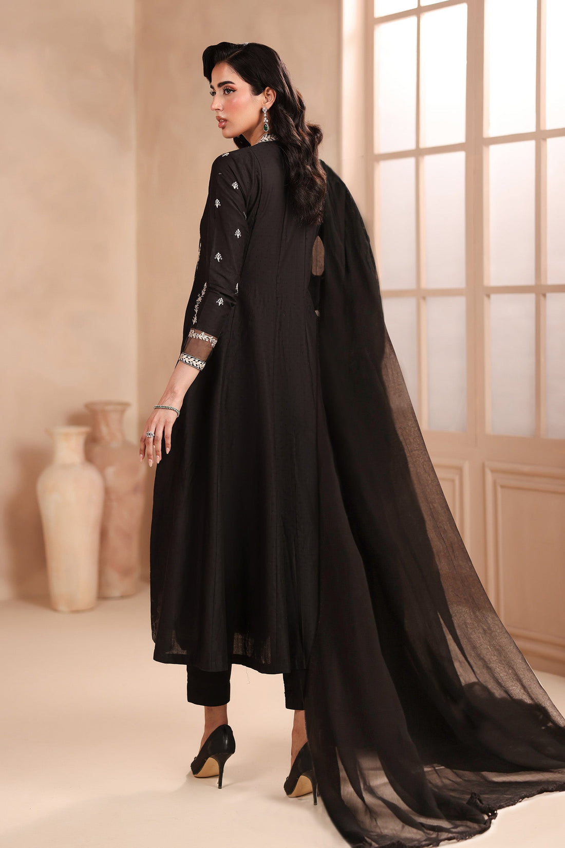 Maria B | Pre Fall Dresses | 3 Piece Embroidered Dobby Suit Black1 - by Libasekhas UK - Registered Vendor of : Maria B - 100% Original Designer Dress