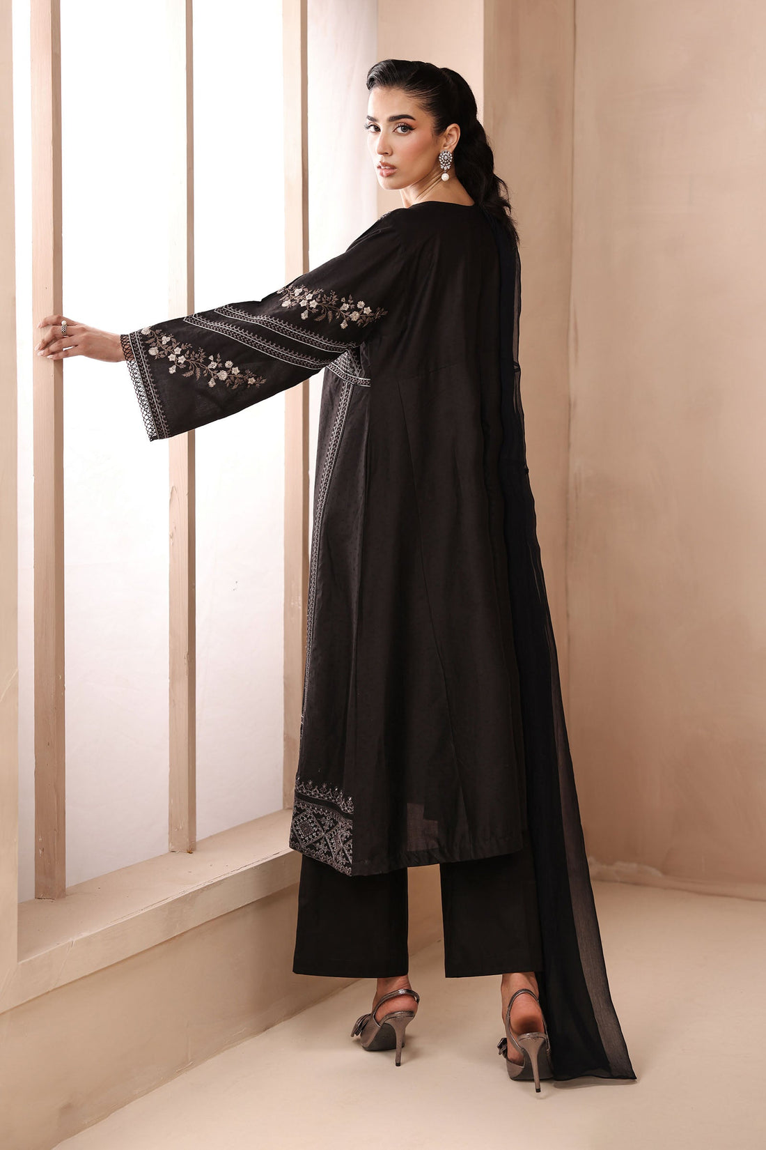Maria B | Pre Fall Dresses | 3 Piece Embroidered Dobby Suit Black2 - by Libasekhas UK - Registered Vendor of : Maria B - 100% Original Designer Dress