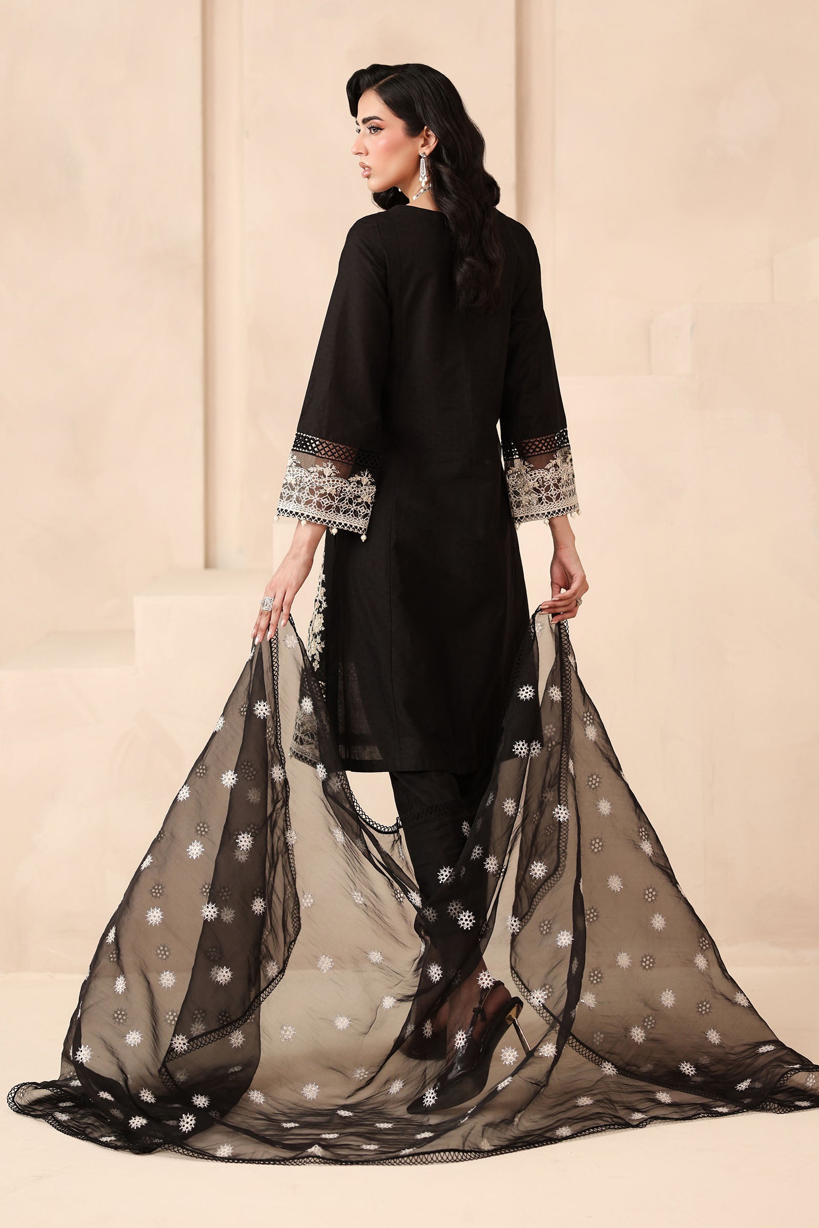 Maria B | Pre Fall Dresses | 3 Piece Embroidered Dobby Suit Black3 - by Libasekhas UK - Registered Vendor of : Maria B - 100% Original Designer Dress