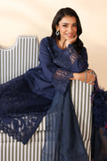 Maria B | Pre Fall Dresses | 3 Piece Embroidered Dobby Suit Navy Blue - by Libasekhas UK - Registered Vendor of : Maria B - 100% Original Designer Dress