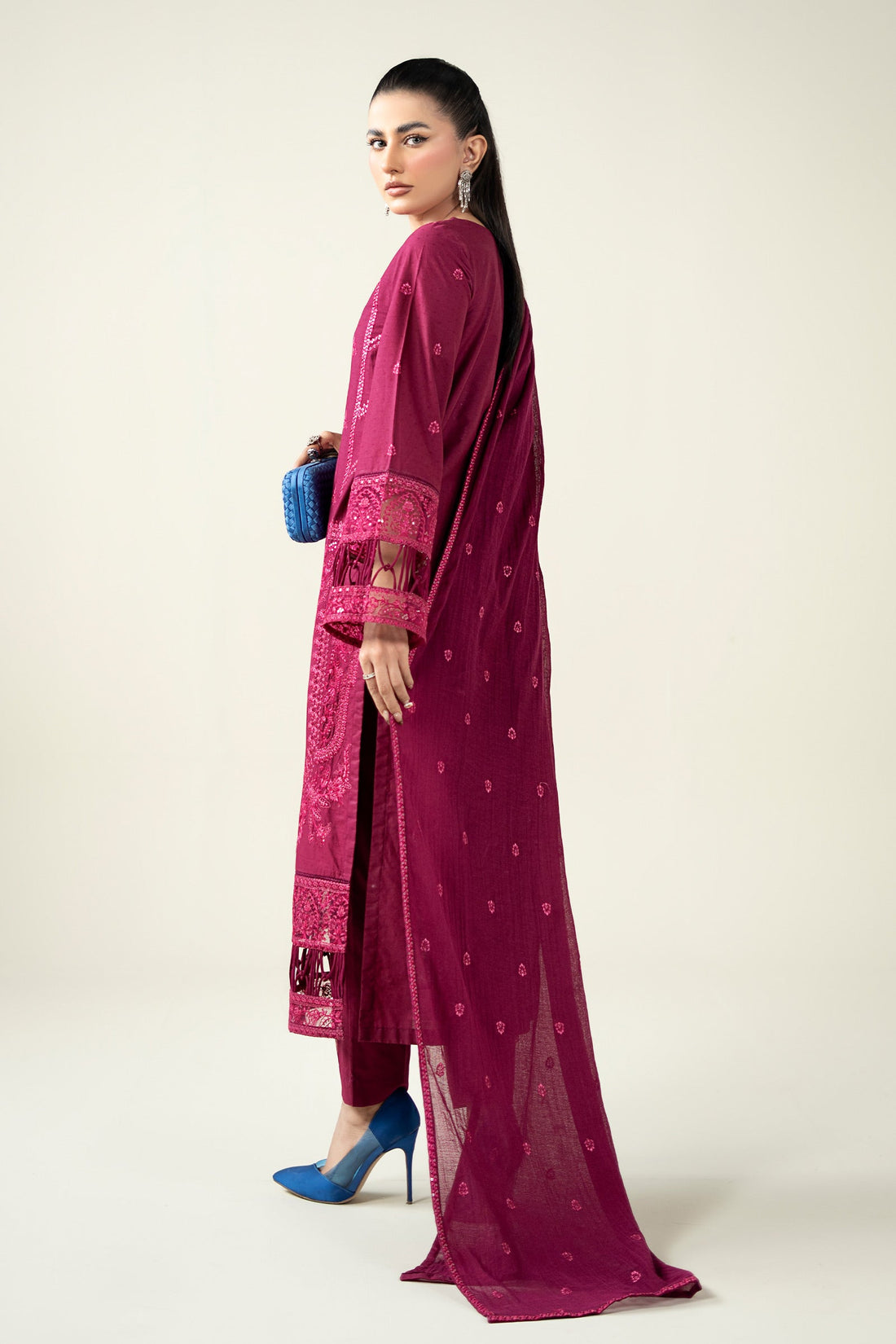 Maria B | Pre Fall Dresses | 3 Piece Embroidered Dobby Suit PP - by Libasekhas UK - Registered Vendor of : Maria B - 100% Original Designer Dress