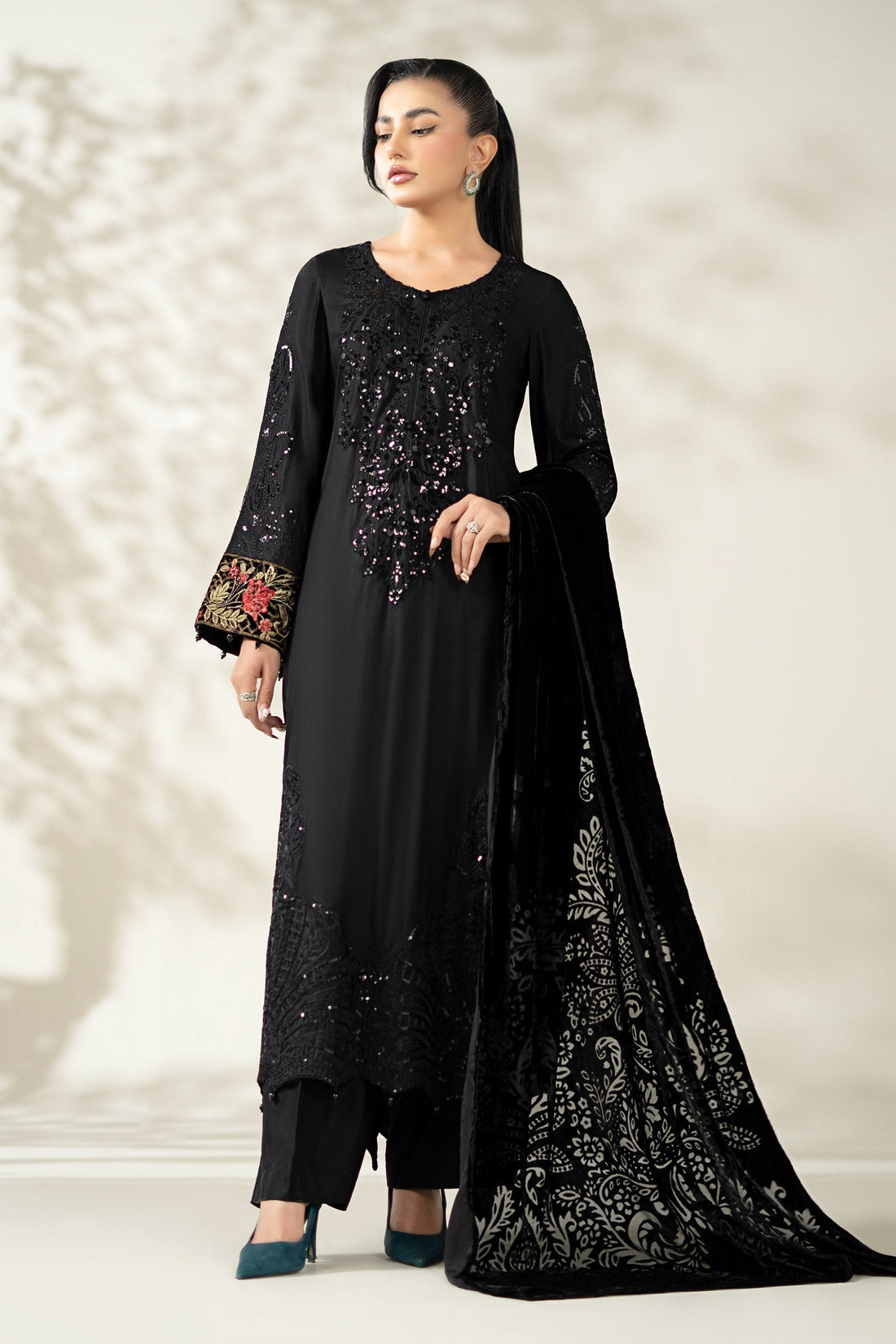 Maria B | Pre Fall Dresses | 3 Piece Embroidered Linen Suit UU - by Libasekhas UK - Registered Vendor of : Maria B - 100% Original Designer Dress