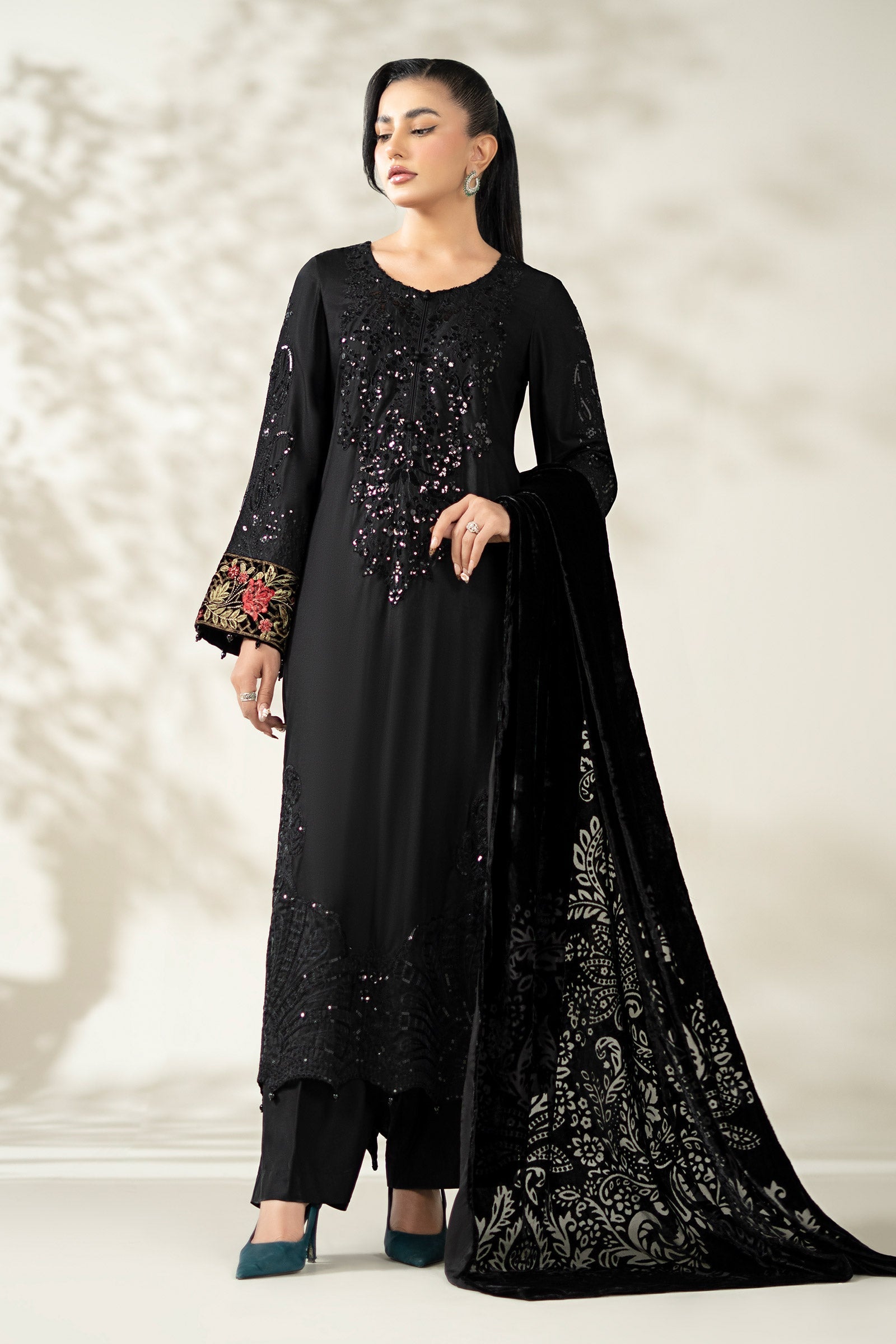 Maria B | Pre Fall Dresses | 3 Piece Embroidered Linen Suit UU - by Libasekhas UK - Registered Vendor of : Maria B - 100% Original Designer Dress