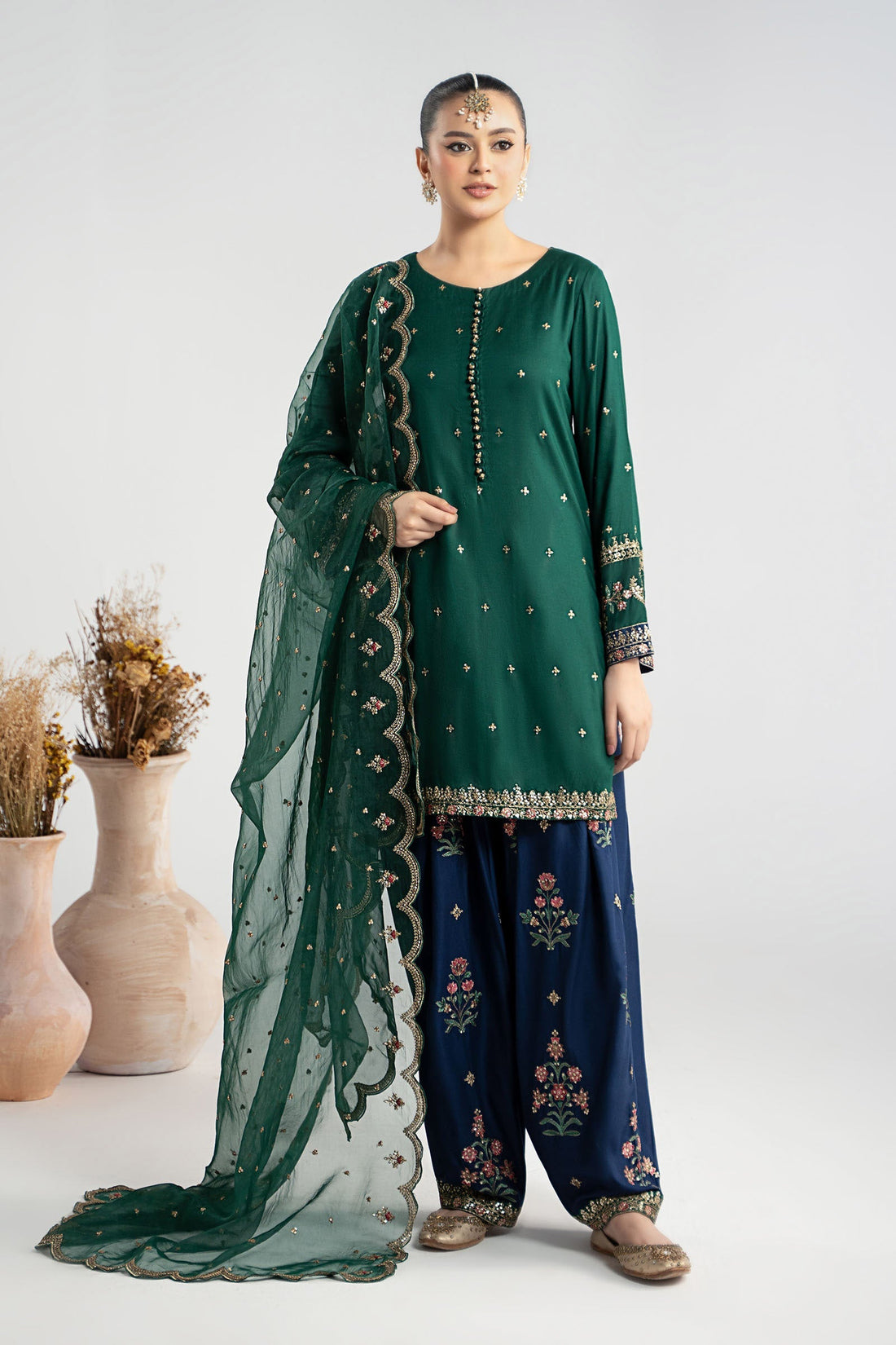 Maria B | Pre Fall Dresses | 3 Piece Embroidered Linen Suit ZC - by Libasekhas UK - Registered Vendor of : Maria B - 100% Original Designer Dress