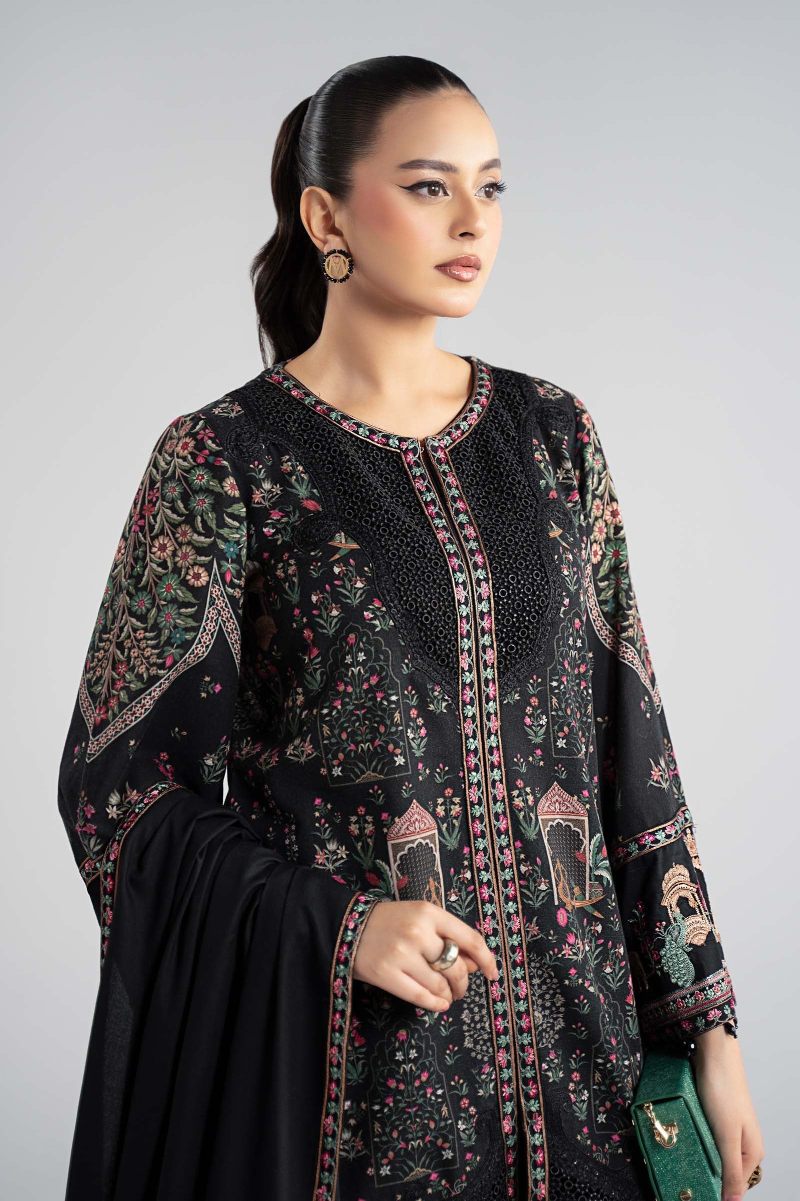 Maria B | Pre Fall Dresses | 3 Piece Embroidered Khaddar Suit ZF - by Libasekhas UK - Registered Vendor of : Maria B - 100% Original Designer Dress