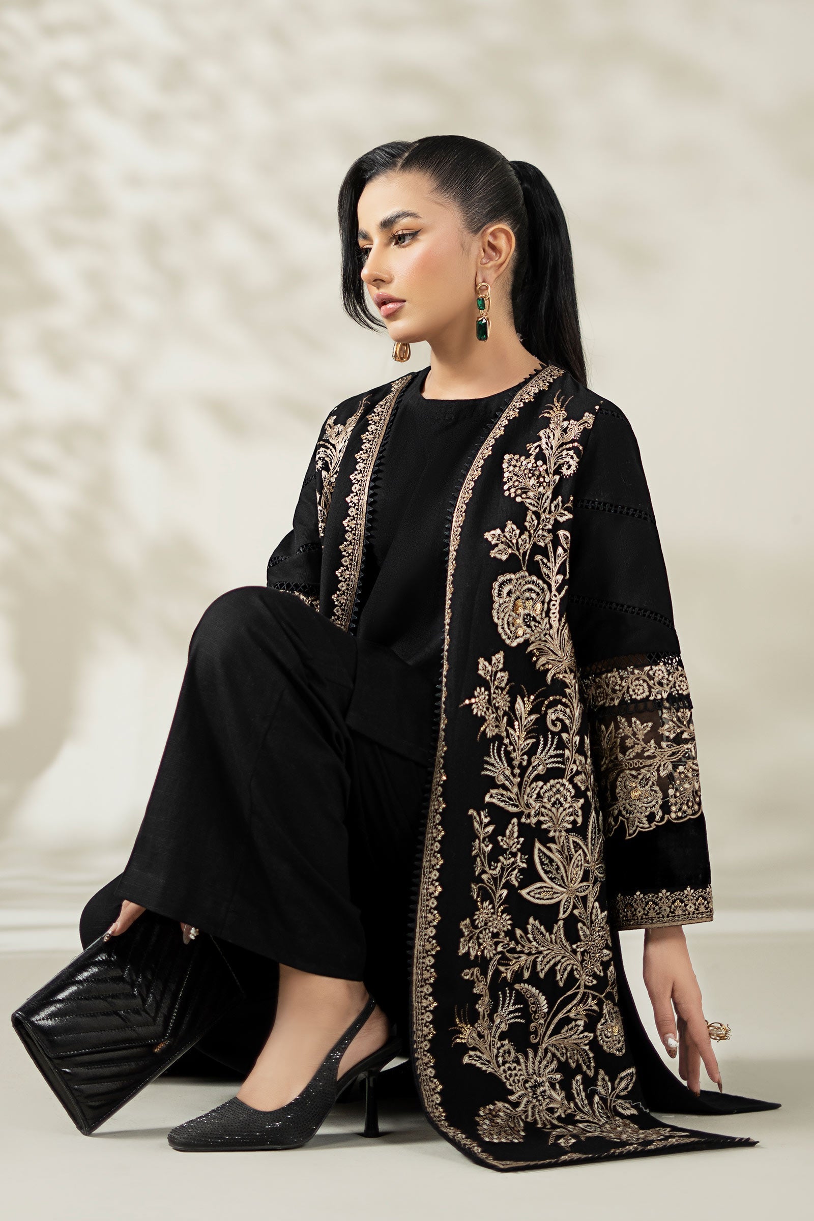 Maria B | Pre Fall Dresses | 3 Piece Embroidered Khaddar Suit ZG - by Libasekhas UK - Registered Vendor of : Maria B - 100% Original Designer Dress