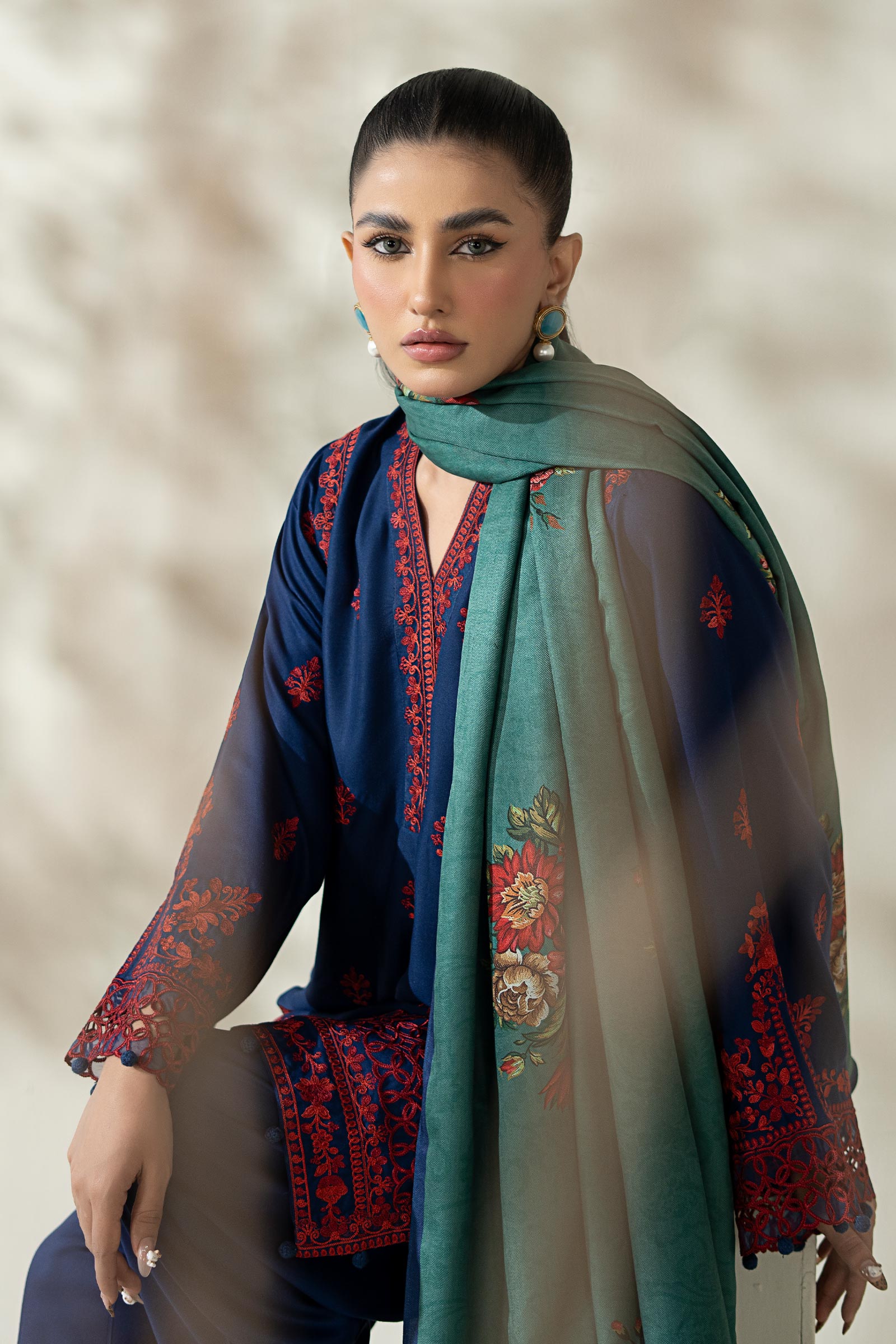 Maria B | Pre Fall Dresses | 3 Piece Embroidered Marina Suit WW - by Libasekhas UK - Registered Vendor of : Maria B - 100% Original Designer Dress