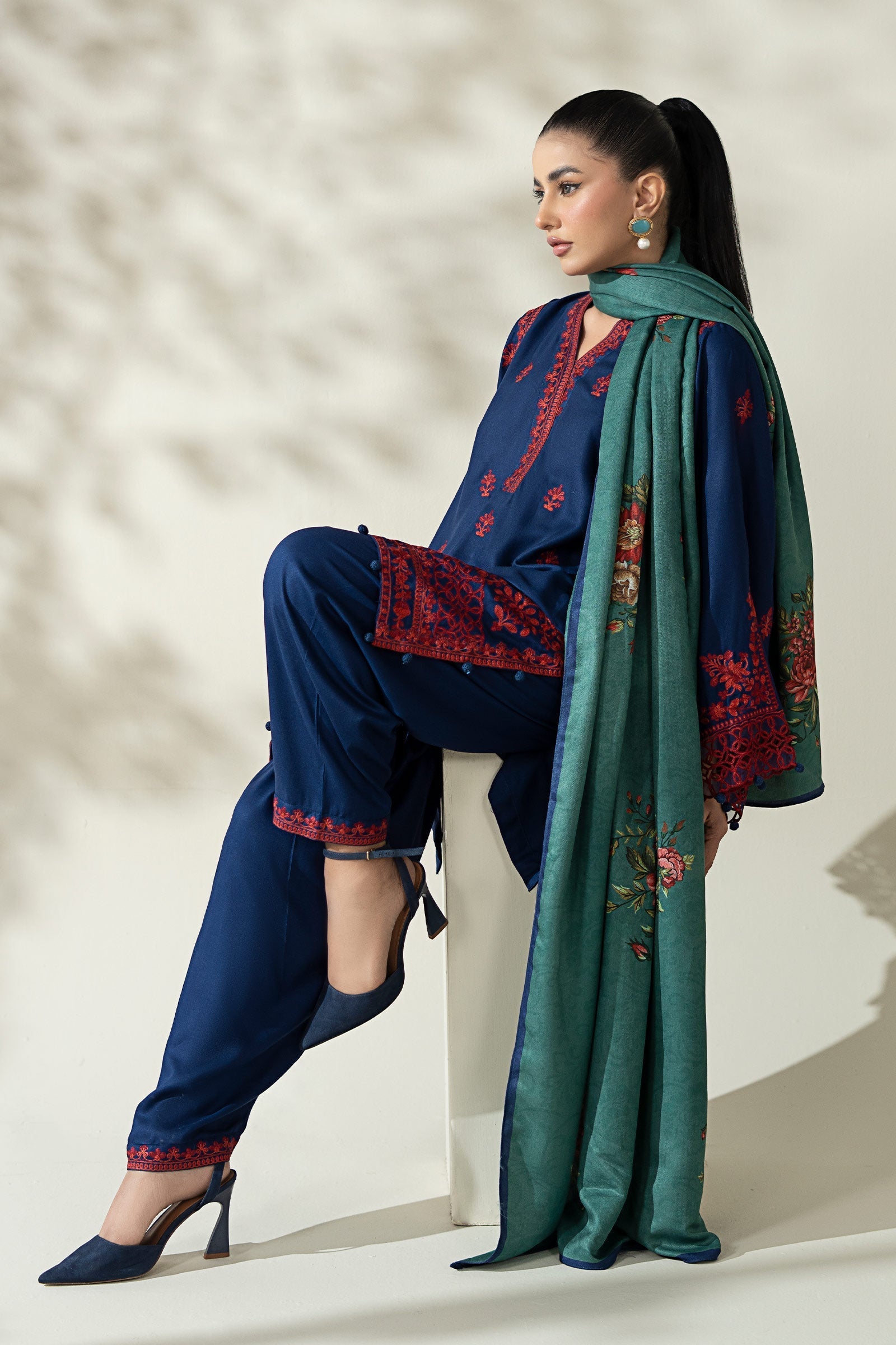 Maria B | Pre Fall Dresses | 3 Piece Embroidered Marina Suit WW - by Libasekhas UK - Registered Vendor of : Maria B - 100% Original Designer Dress