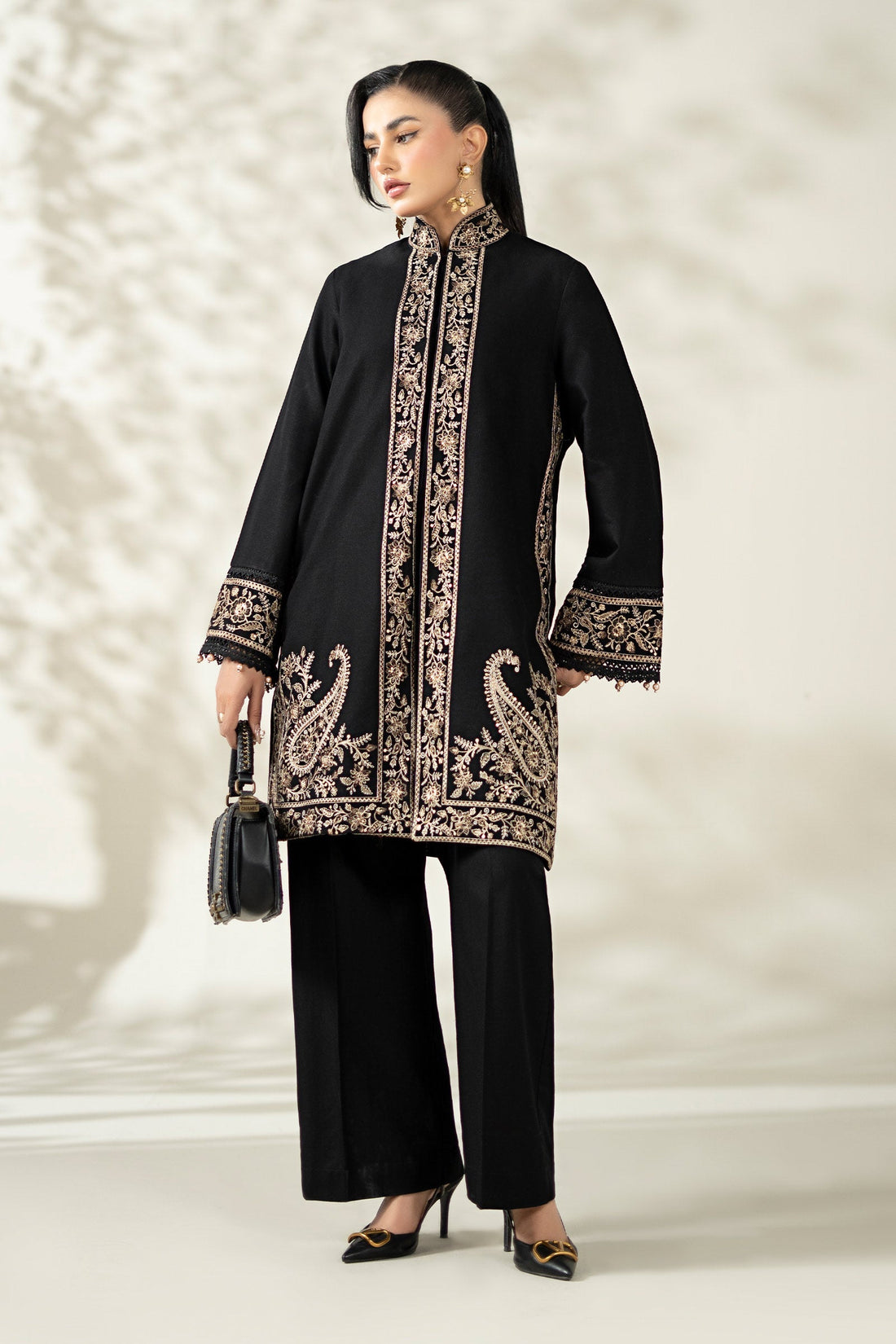 Maria B | Pre Fall Dresses | 3 Piece Embroidered Khaddar Suit YY - by Libasekhas UK - Registered Vendor of : Maria B - 100% Original Designer Dress