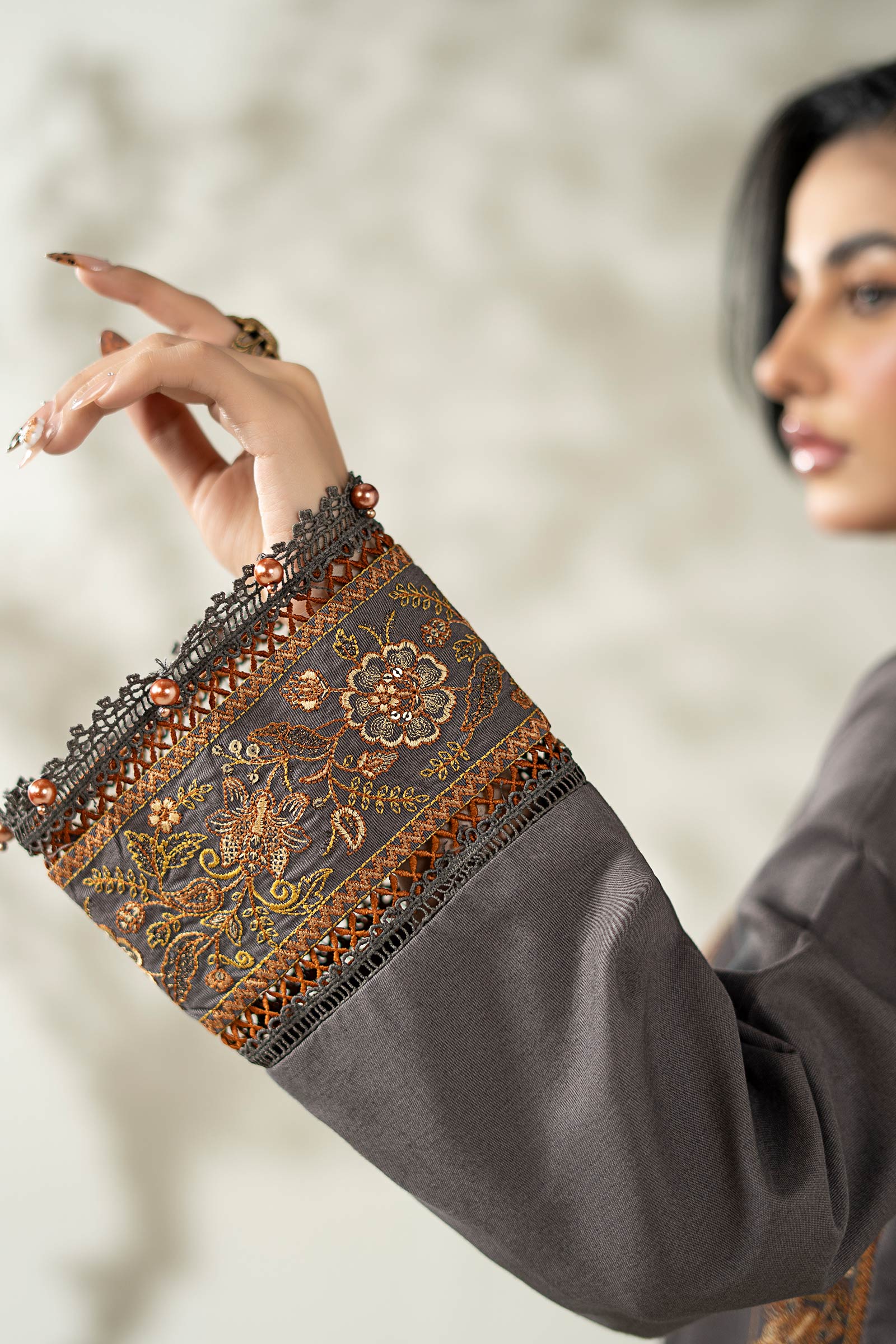 Maria B | Pre Fall Dresses | 3 Piece Embroidered Khaddar Suit ZZ - by Libasekhas UK - Registered Vendor of : Maria B - 100% Original Designer Dress