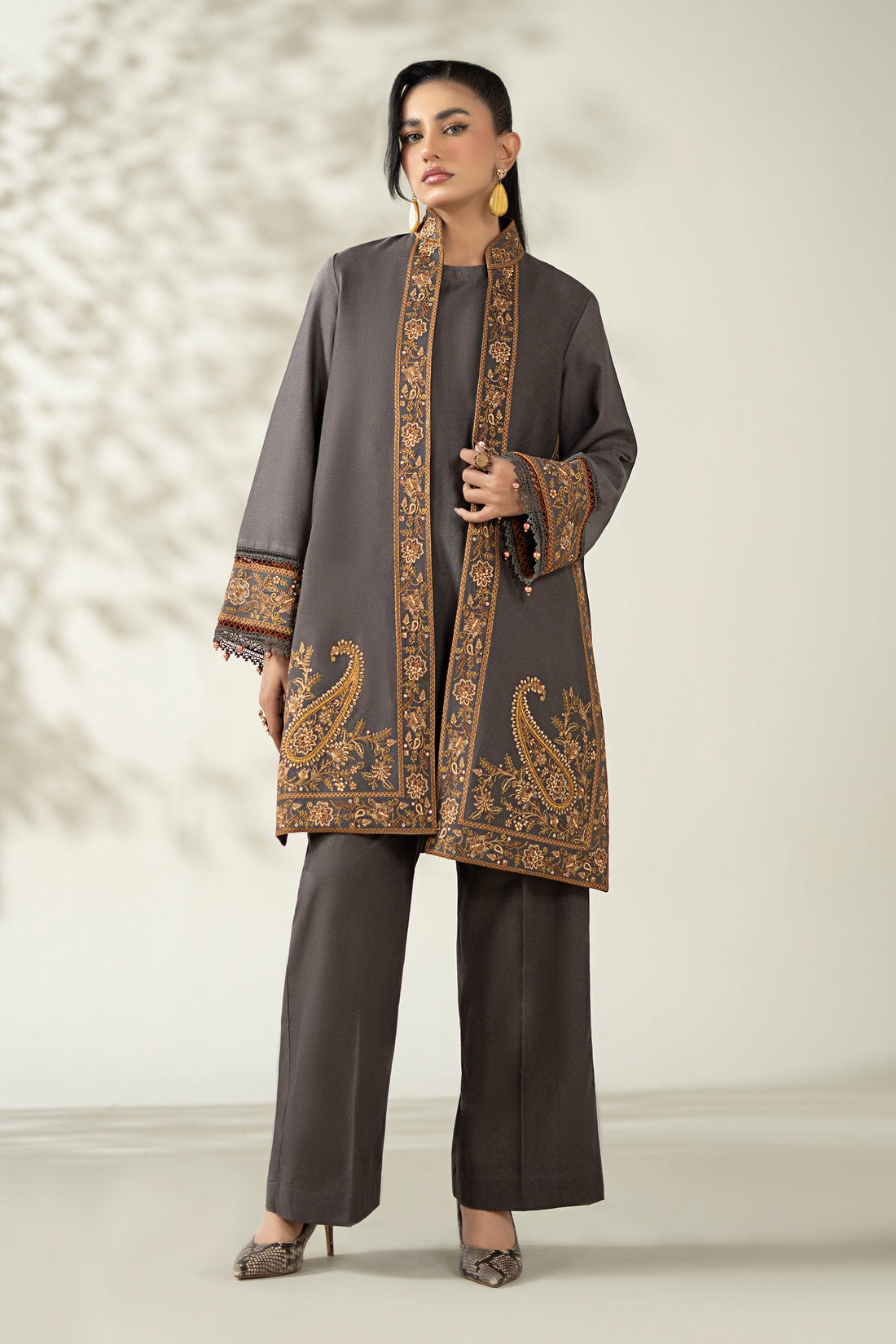 Maria B | Pre Fall Dresses | 3 Piece Embroidered Khaddar Suit ZZ - by Libasekhas UK - Registered Vendor of : Maria B - 100% Original Designer Dress