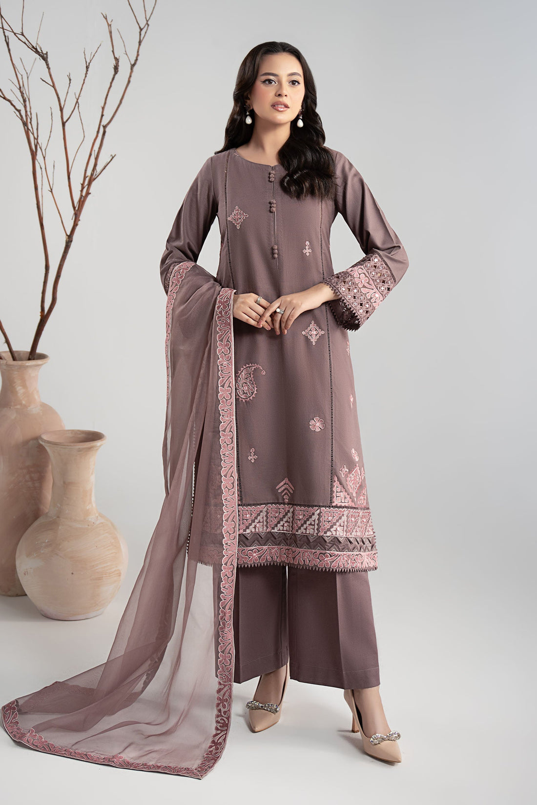Maria B | Pre fall Dresses |  DW-W25-54 P - by Libasekhas UK - Registered Vendor of : Maria B - 100% Original Designer Dress