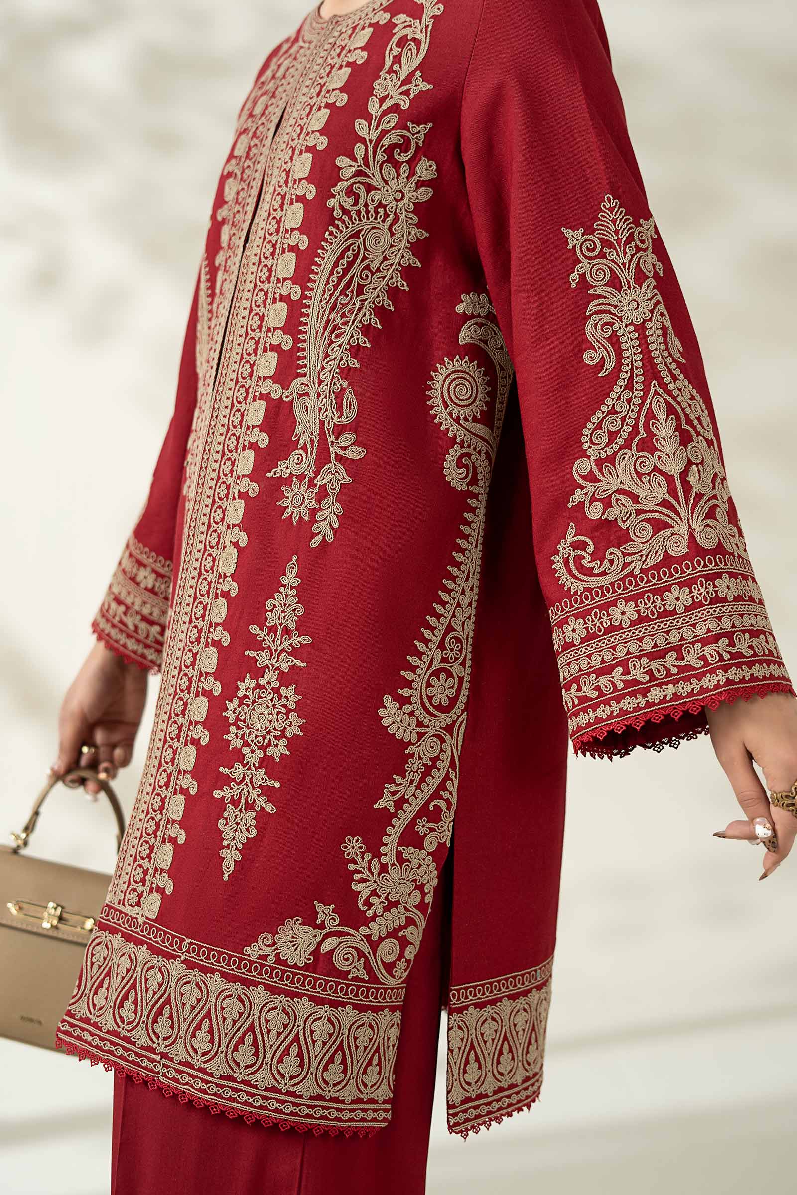 Maria B | Pre Fall Dresses | 3 Piece Embroidered Khaddar Suit ZB - by Libasekhas UK - Registered Vendor of : Maria B - 100% Original Designer Dress