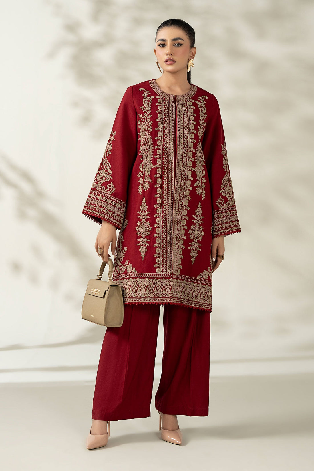 Maria B | Pre Fall Dresses | 3 Piece Embroidered Khaddar Suit ZB - by Libasekhas UK - Registered Vendor of : Maria B - 100% Original Designer Dress