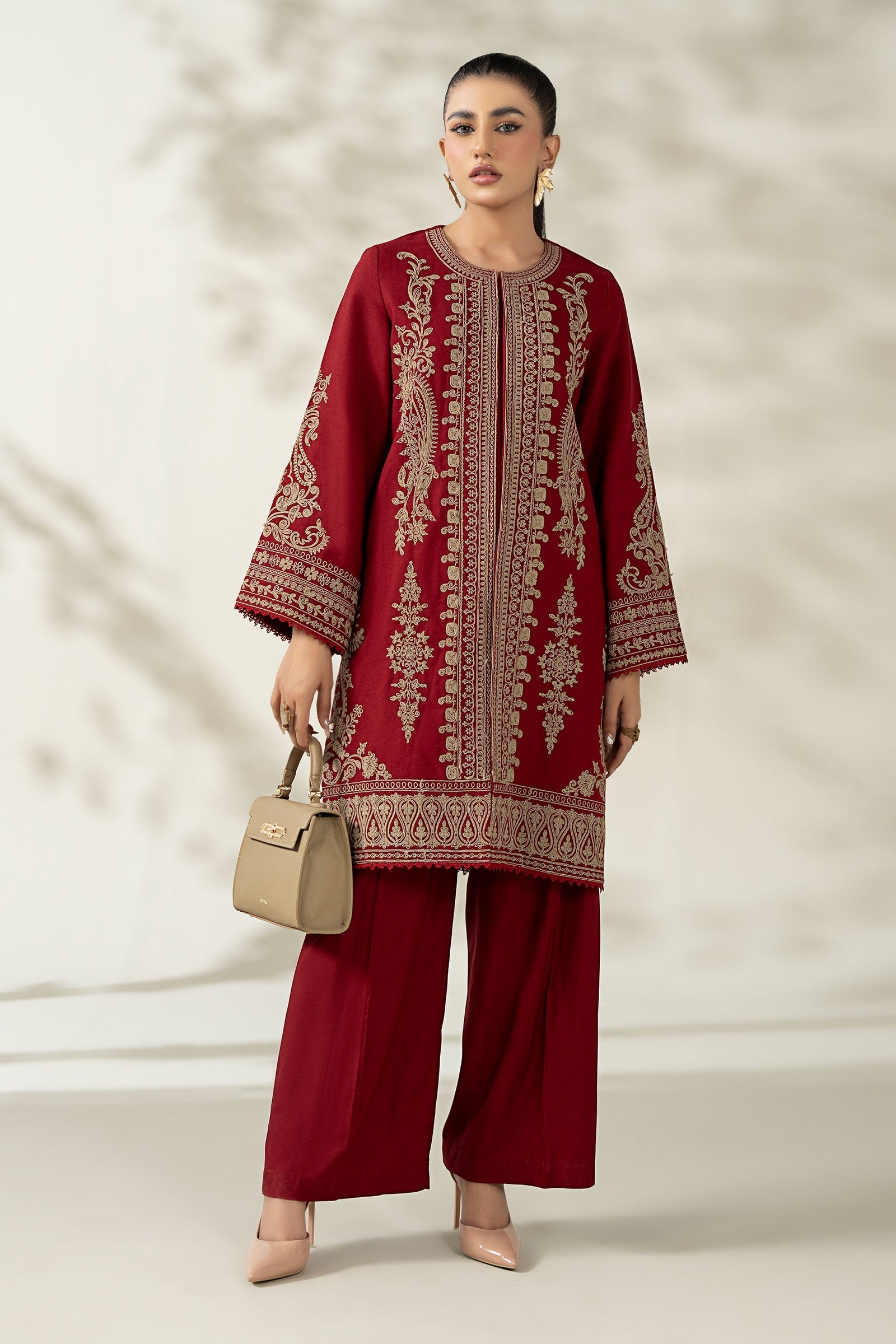 Maria B | Pre Fall Dresses | 3 Piece Embroidered Khaddar Suit ZB - by Libasekhas UK - Registered Vendor of : Maria B - 100% Original Designer Dress