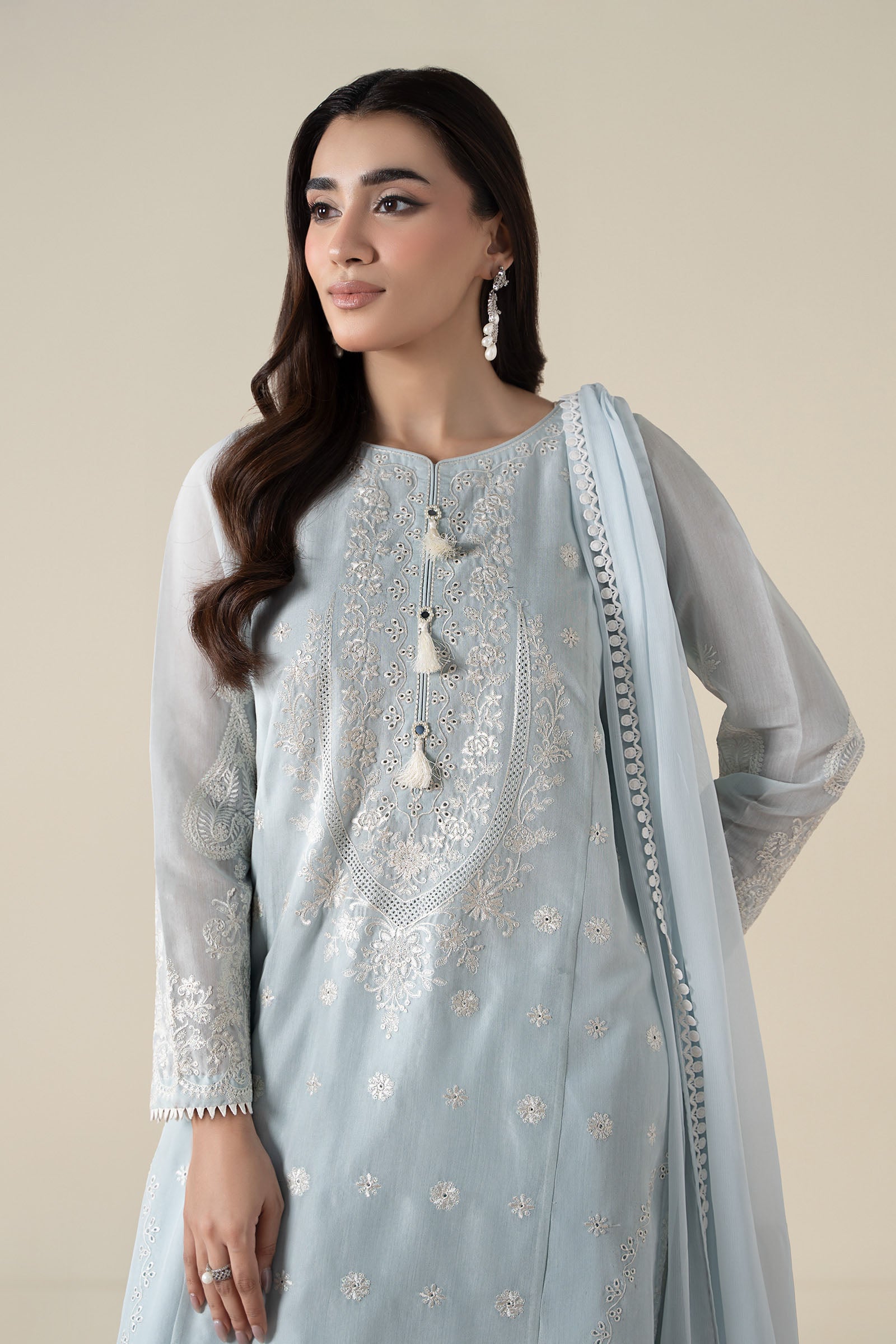 Maria B | Pre Fall Dresses | 3 Piece Embroidered Paper Cotton Suit GG - by Libasekhas UK - Registered Vendor of : Maria B - 100% Original Designer Dress