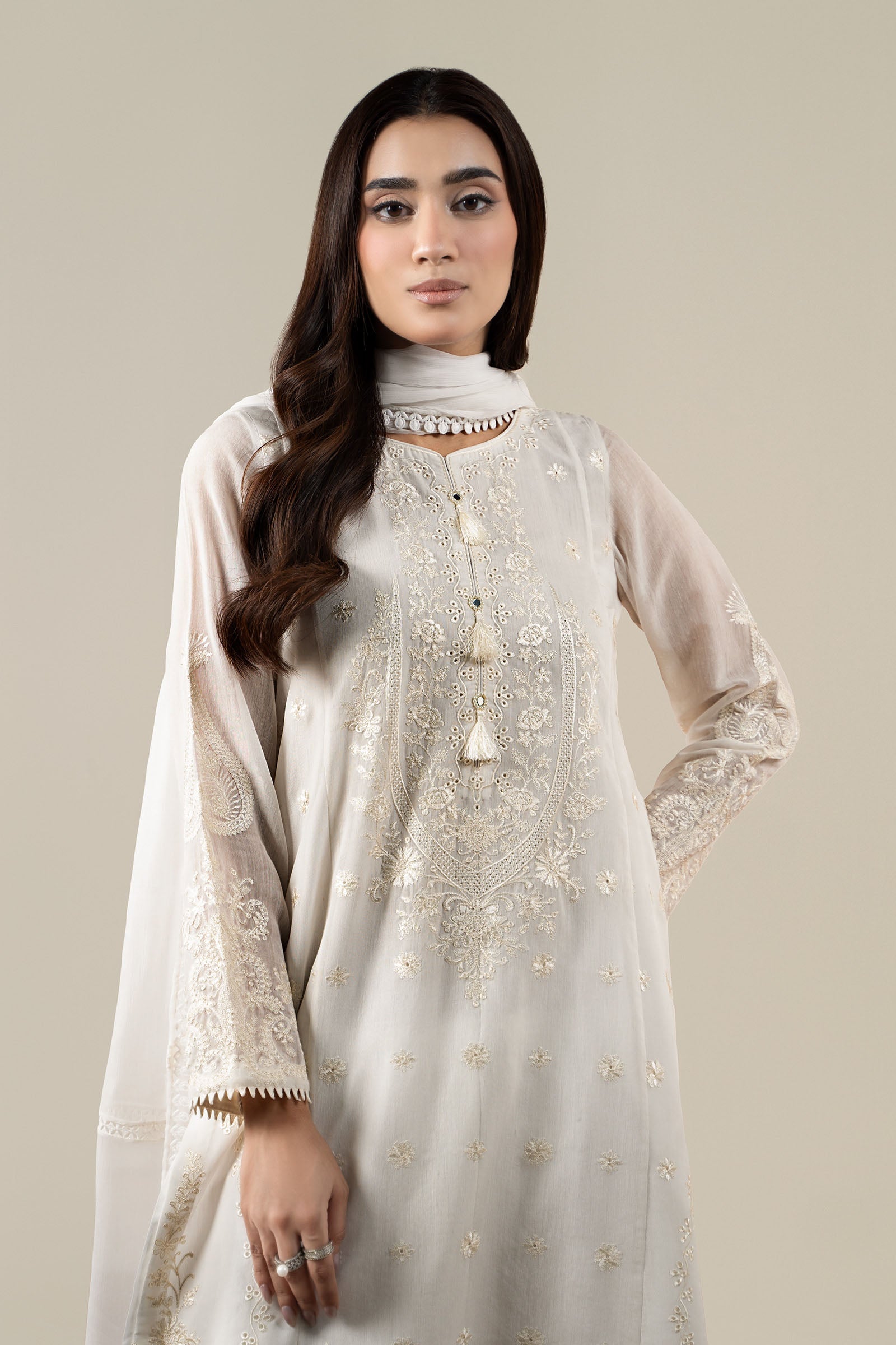 Maria B | Pre Fall Dresses | 3 Piece Embroidered Paper Cotton Suit AA - by Libasekhas UK - Registered Vendor of : Maria B - 100% Original Designer Dress