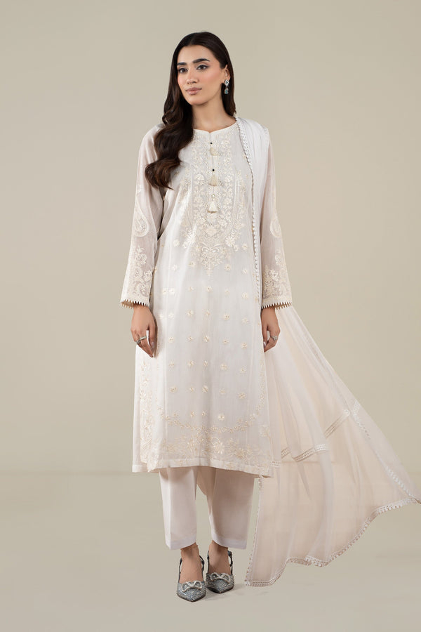 Maria B | Pre Fall Dresses | 3 Piece Embroidered Paper Cotton Suit AA - by Libasekhas UK - Registered Vendor of : Maria B - 100% Original Designer Dress