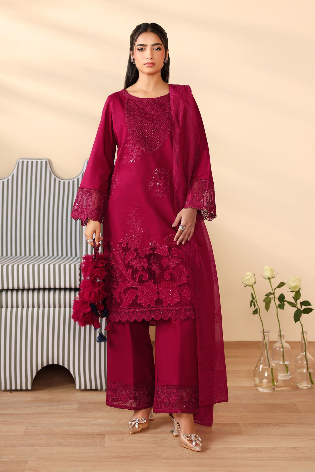 Maria B | Pre Fall 25 | Dobby Suit 12 - by Libasekhas UK - Registered Vendor of : Maria B - 100% Original Designer Dress