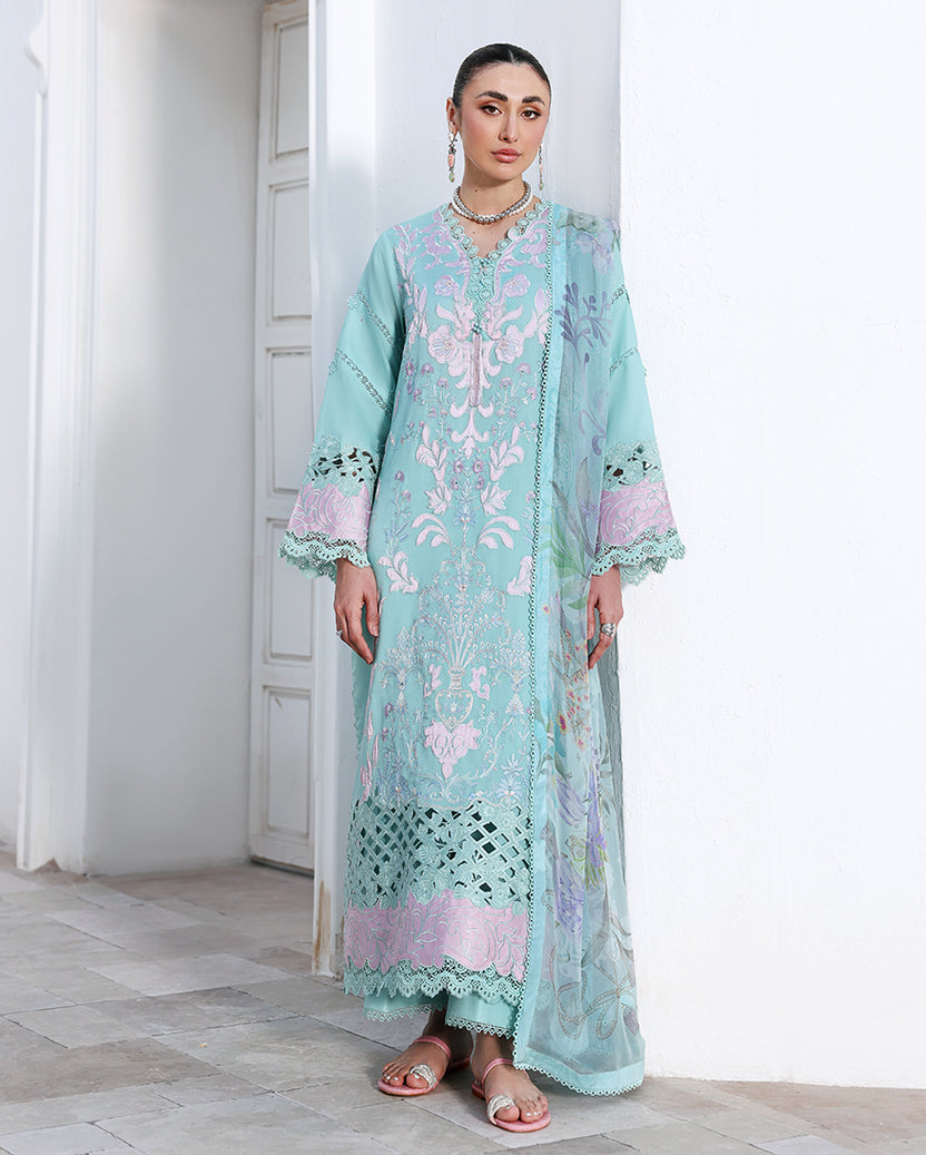Roheenaz | Floral Reverie Luxury Lawn | Dewy Mist - by Libasekhas UK - Registered Vendor of : Roheenaz - 100% Original Designer Dress