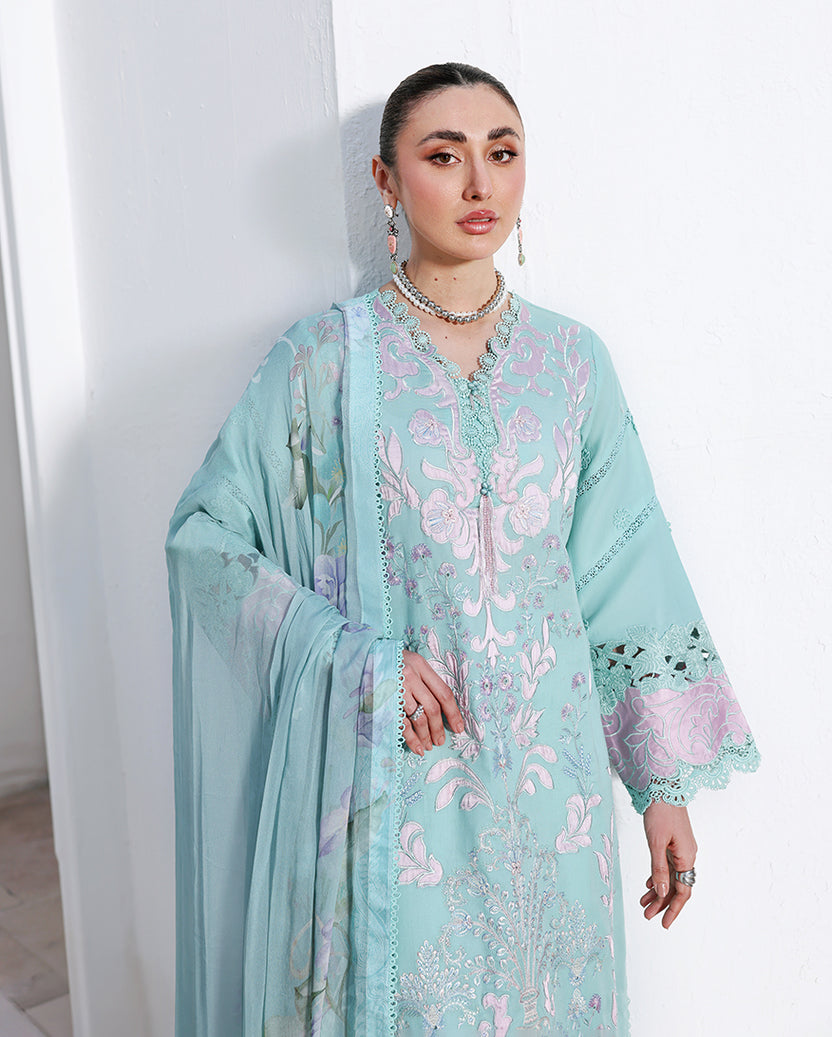 Roheenaz | Floral Reverie Luxury Lawn | Dewy Mist - by Libasekhas UK - Registered Vendor of : Roheenaz - 100% Original Designer Dress