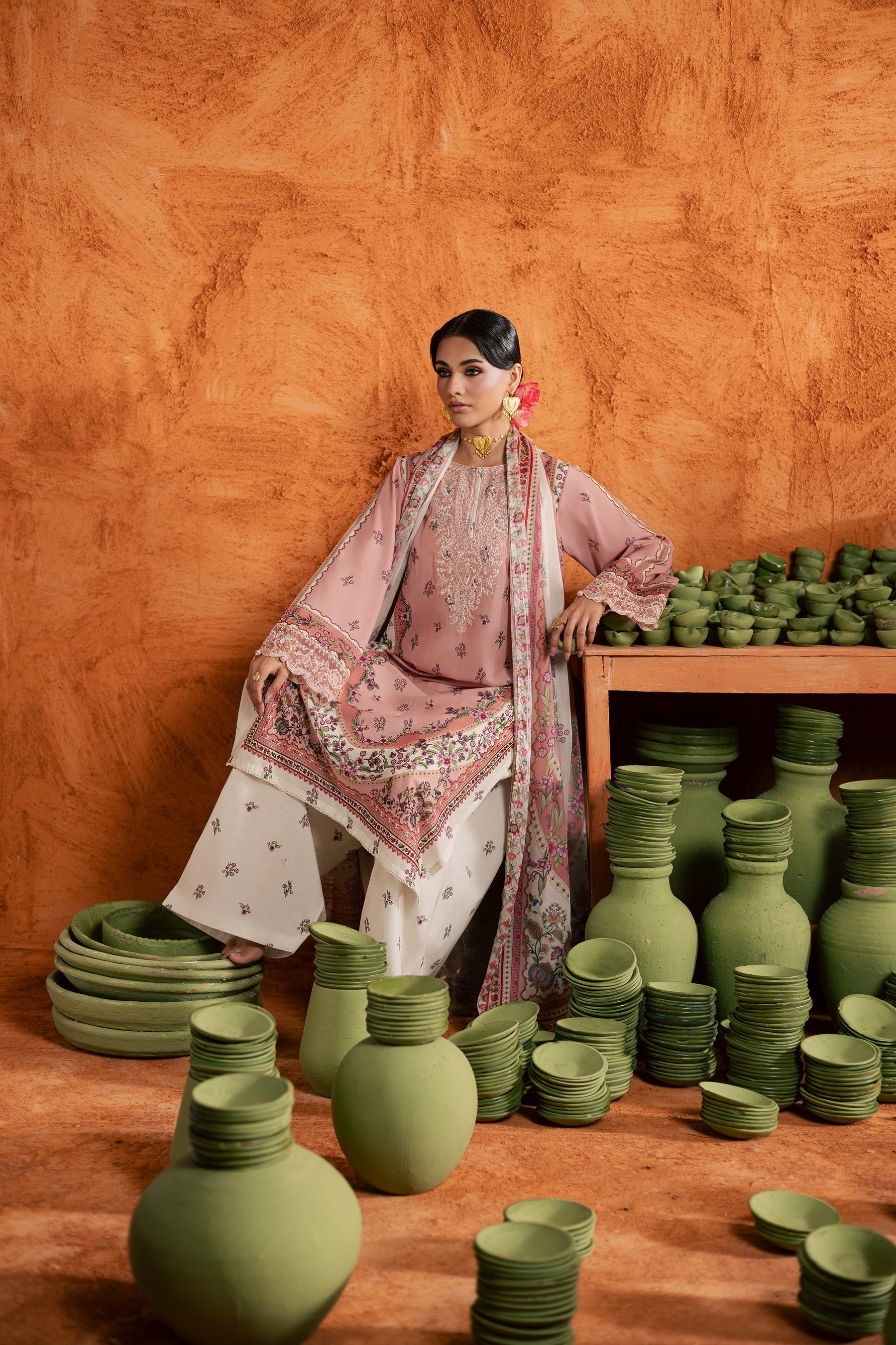 Batik | Festive Eid 26 | Dusty Peach - by Libasekhas - Registered Vendor of : Batik - 100% Original Designer Dress
