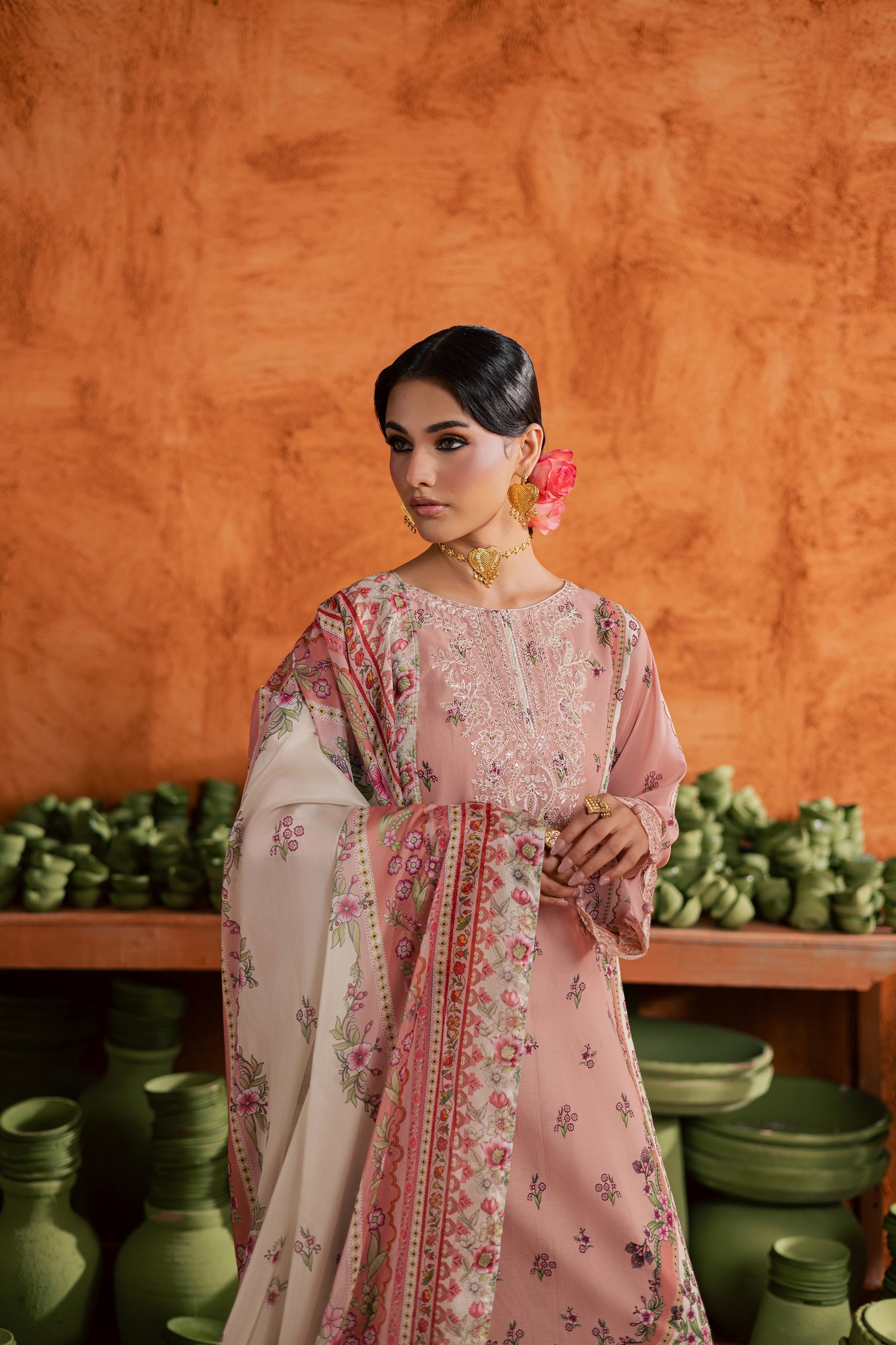 Batik | Festive Eid 26 | Dusty Peach - by Libasekhas - Registered Vendor of : Batik - 100% Original Designer Dress