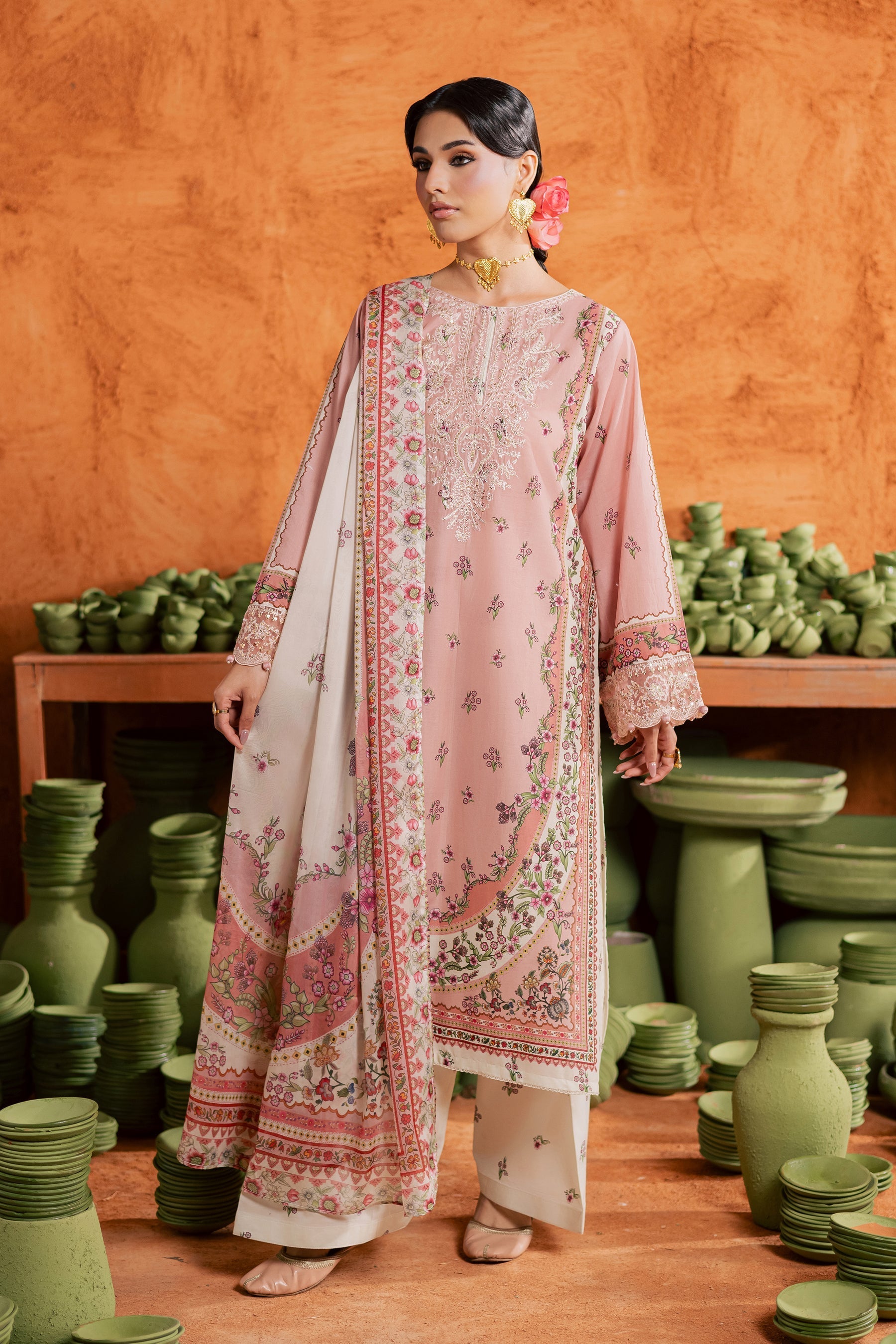 Batik | Festive Eid 26 | Dusty Peach - by Libasekhas - Registered Vendor of : Batik - 100% Original Designer Dress