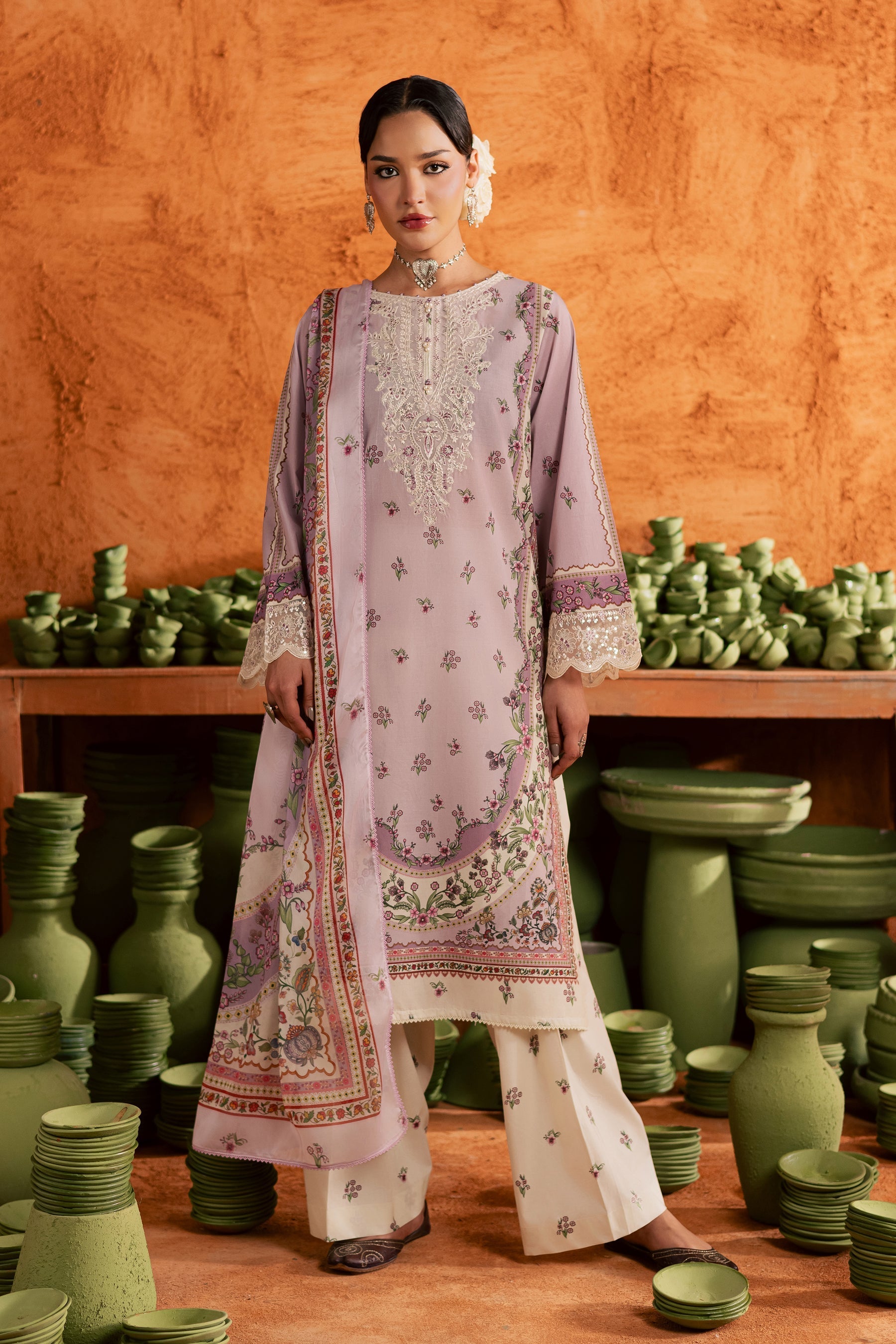 Batik | Festive Eid 26 | Dusty Plum - by Libasekhas - Registered Vendor of : Batik - 100% Original Designer Dress