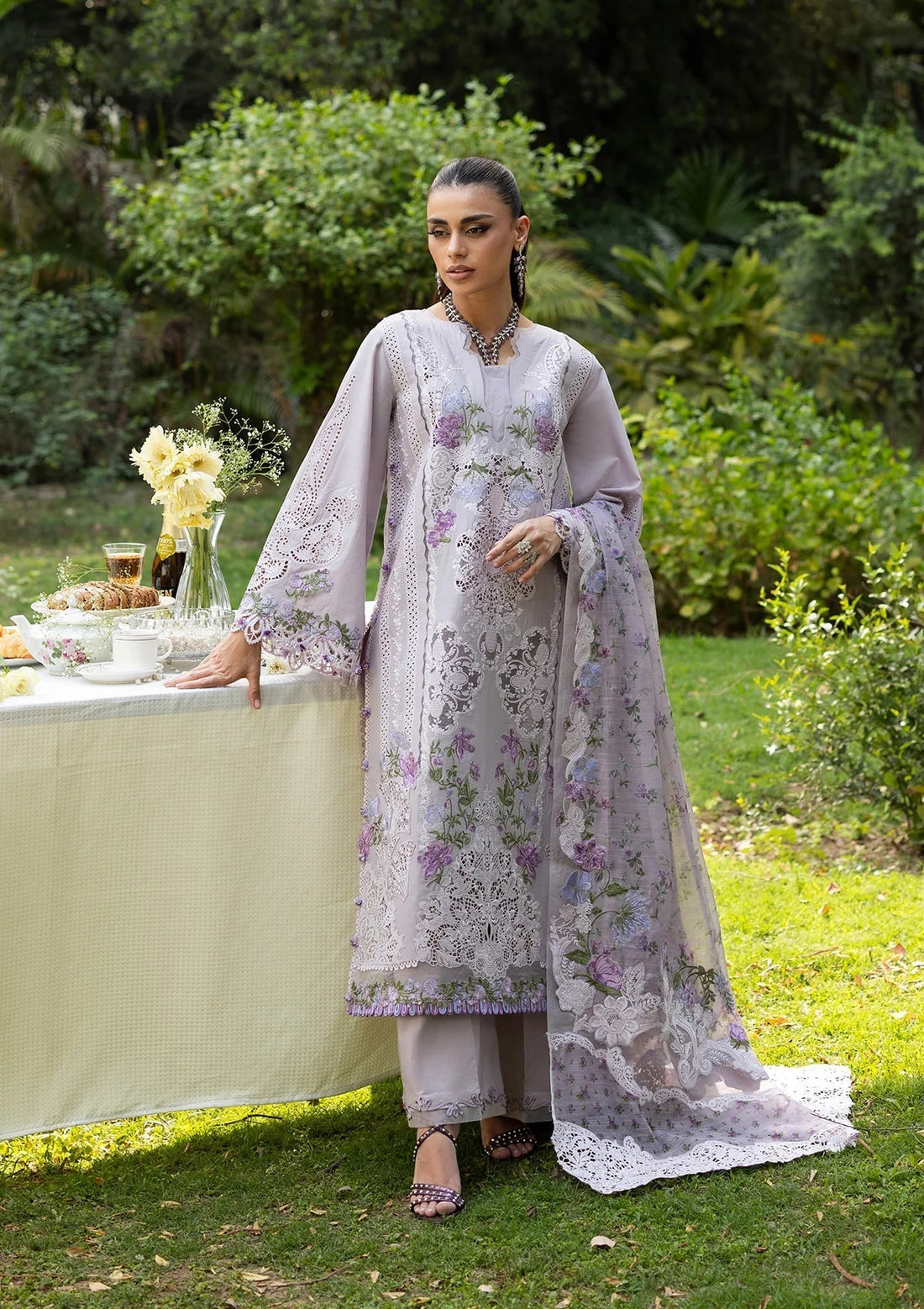 Elaf Premium | Luxury Lawn 26 | ELQ-4B PURE PLUM - by Libasekhas UK - Registered Vendor of : Elaf Premium - 100% Original Designer Dress