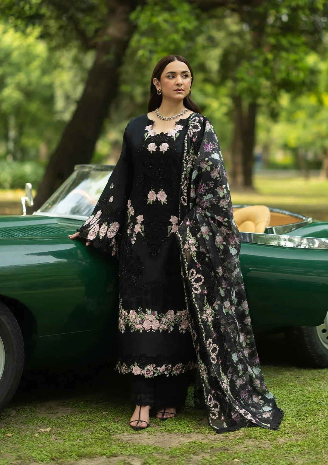 Elaf Premium | Luxury Lawn 26 | ELQ-5B BLACK MASCARA - by Libasekhas UK - Registered Vendor of : Elaf Premium - 100% Original Designer Dress