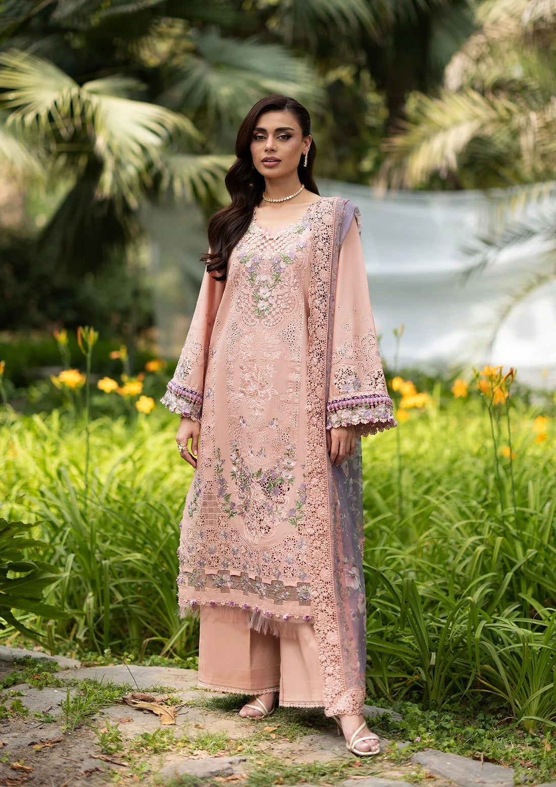 Elaf Premium | Luxury Lawn 26 | ELQ-6A BLUSHING ROSE - by Libasekhas UK - Registered Vendor of : Elaf Premium - 100% Original Designer Dress