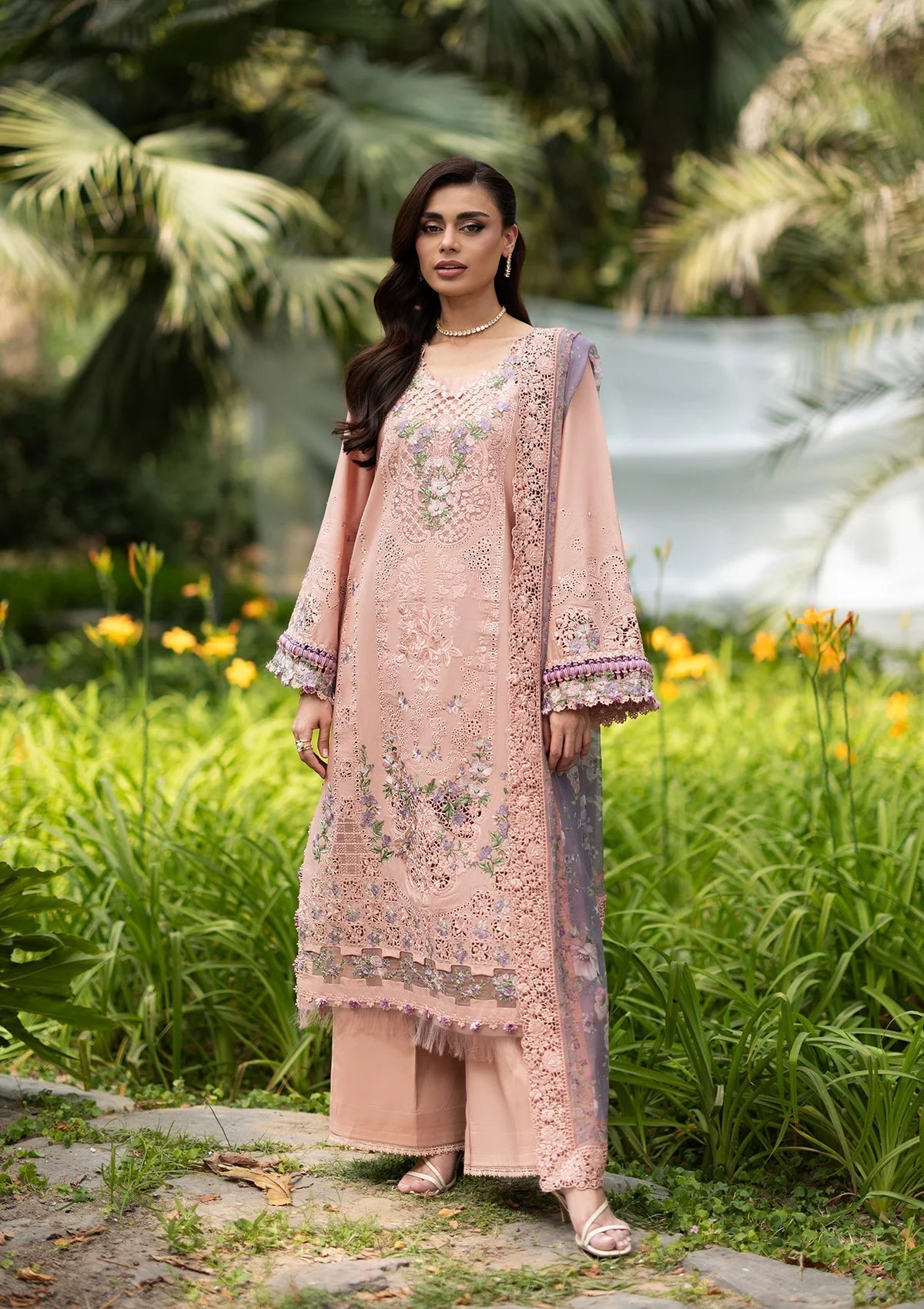 Elaf Premium | Luxury Lawn 26 | ELQ-6A BLUSHING ROSE - by Libasekhas UK - Registered Vendor of : Elaf Premium - 100% Original Designer Dress
