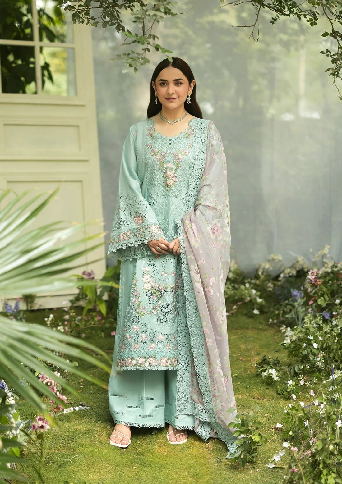 Elaf Premium | Luxury Lawn 26 | ELQ-6B MINT STORY - by Libasekhas UK - Registered Vendor of : Elaf Premium - 100% Original Designer Dress
