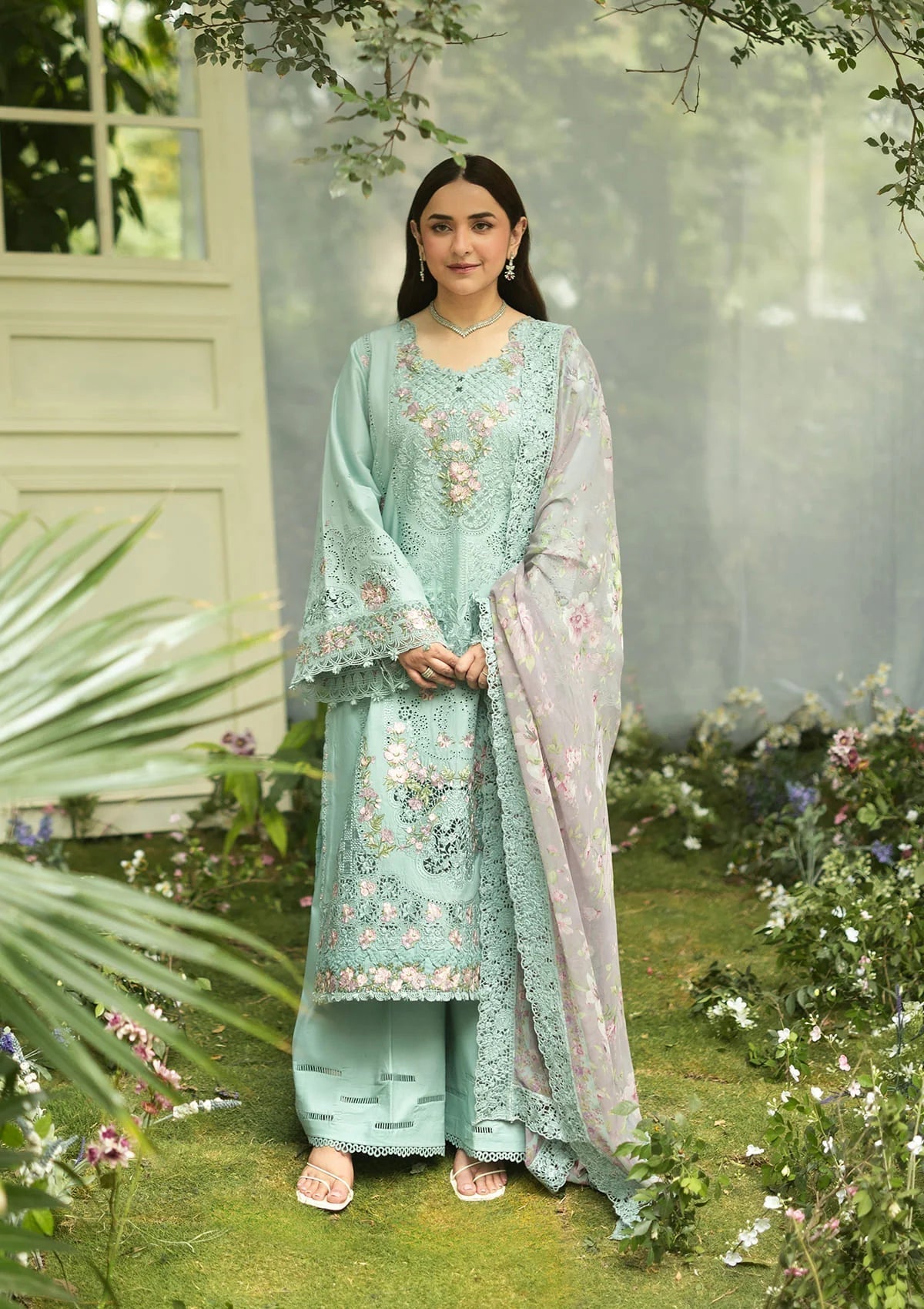 Elaf Premium | Luxury Lawn 26 | ELQ-6B MINT STORY - by Libasekhas UK - Registered Vendor of : Elaf Premium - 100% Original Designer Dress