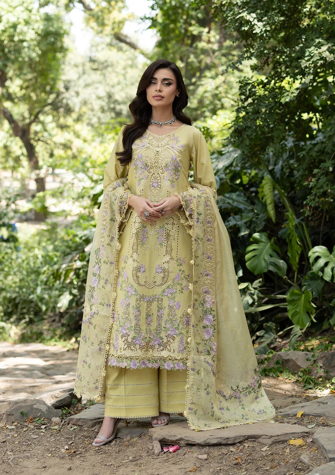 Elaf Premium | Luxury Lawn 26 | ELQ-7A BUTTER YELLOW - by Libasekhas UK - Registered Vendor of : Elaf Premium - 100% Original Designer Dress