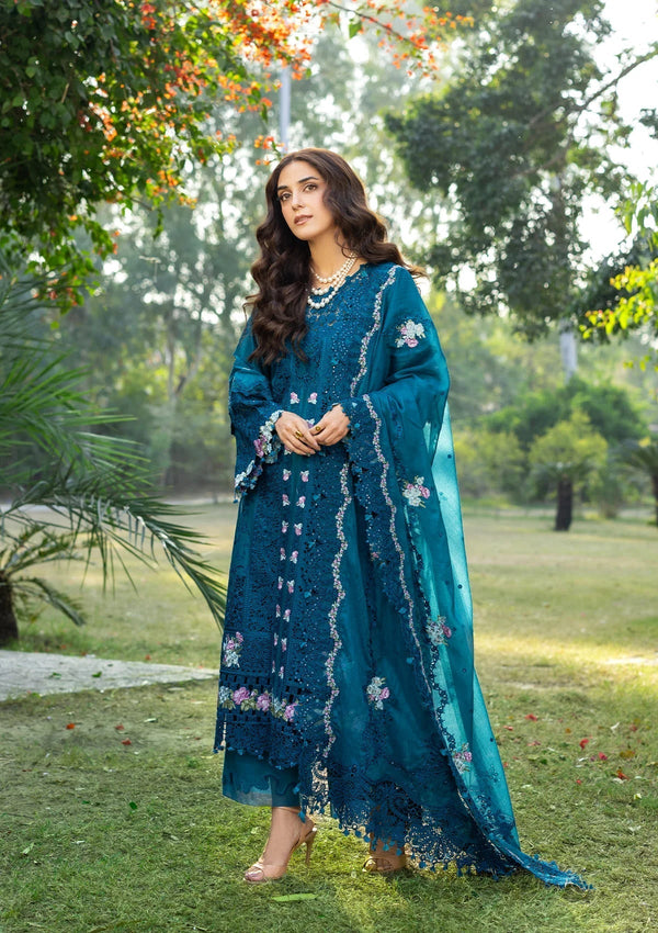 Elaf Premium | Luxury Lawn 26 | ELY-06 SAPPHIRE - by Libasekhas UK - Registered Vendor of : Elaf Premium - 100% Original Designer Dress