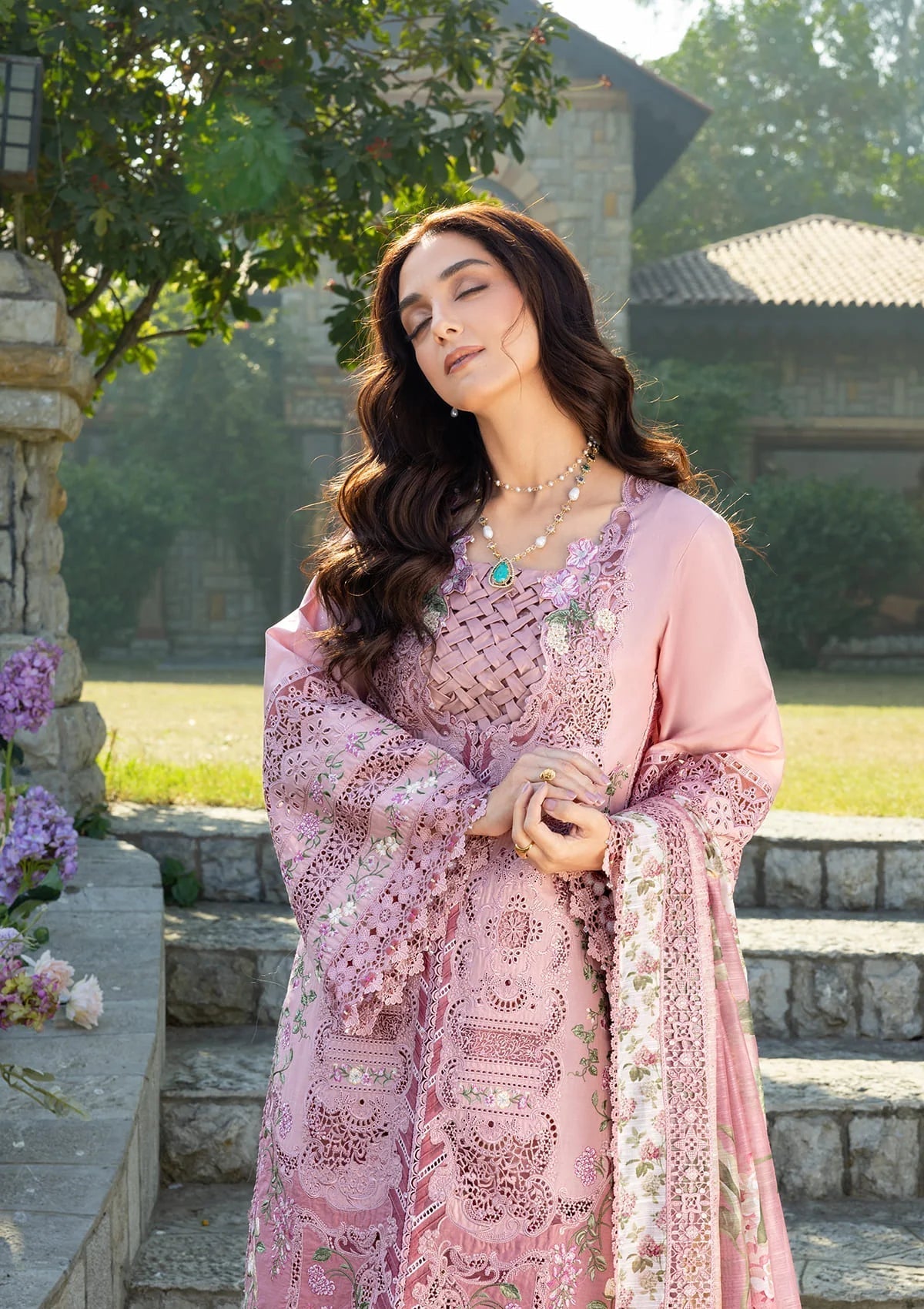 Elaf Premium | Luxury Lawn 26 | ELY-09 ROSEE - by Libasekhas UK - Registered Vendor of : Elaf Premium - 100% Original Designer Dress