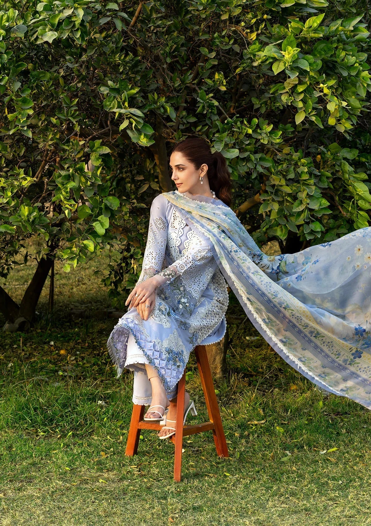 Elaf Premium | Luxury Lawn 26 | ELY-12 SKY BLISS - by Libasekhas UK - Registered Vendor of : Elaf Premium - 100% Original Designer Dress