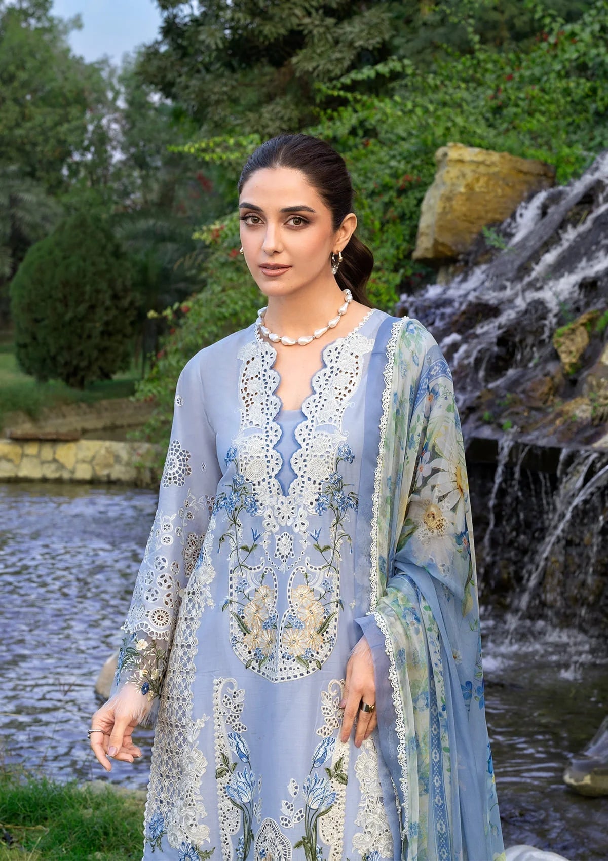 Elaf Premium | Luxury Lawn 26 | ELY-12 SKY BLISS - by Libasekhas UK - Registered Vendor of : Elaf Premium - 100% Original Designer Dress