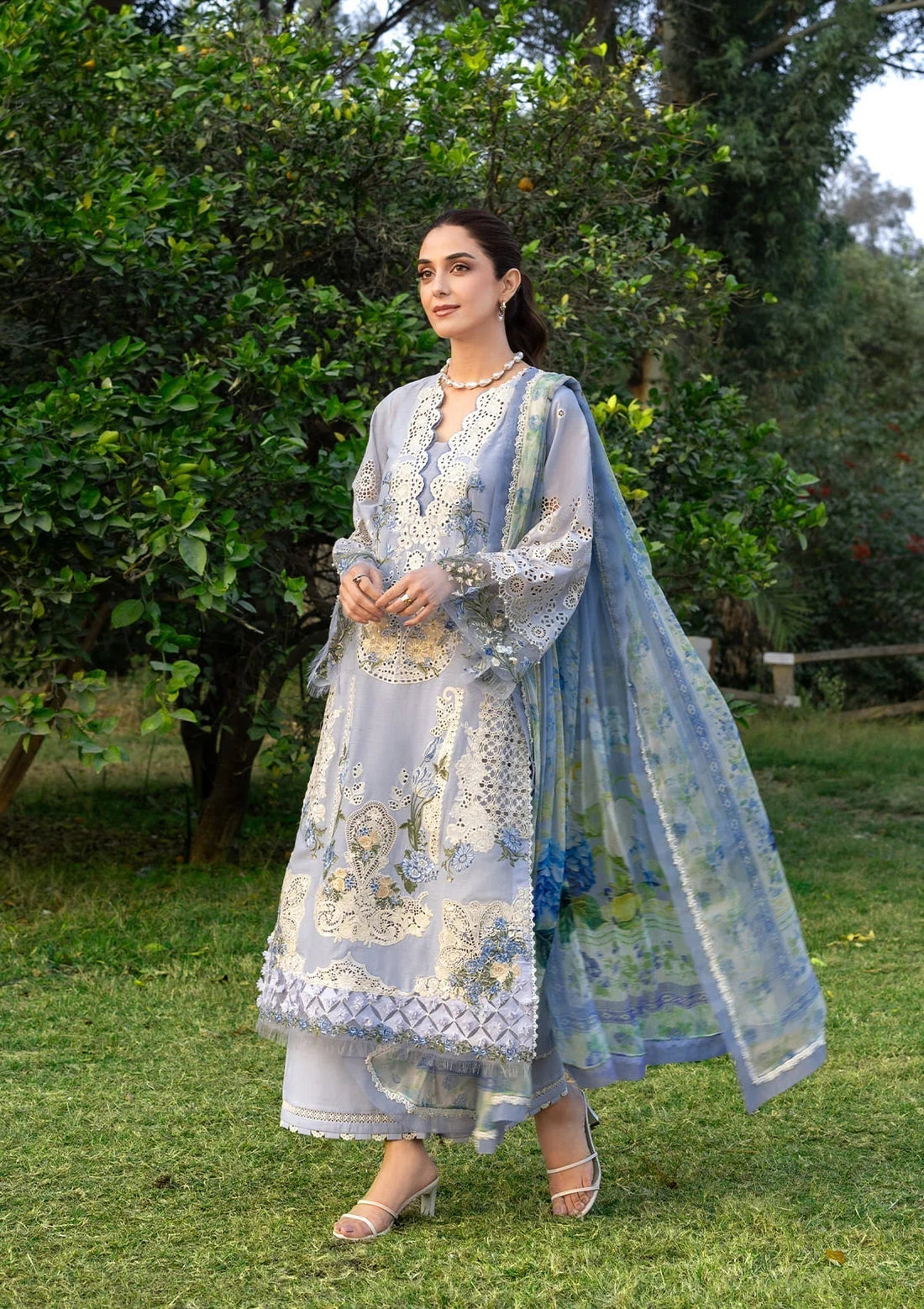 Elaf Premium | Luxury Lawn 26 | ELY-12 SKY BLISS - by Libasekhas UK - Registered Vendor of : Elaf Premium - 100% Original Designer Dress
