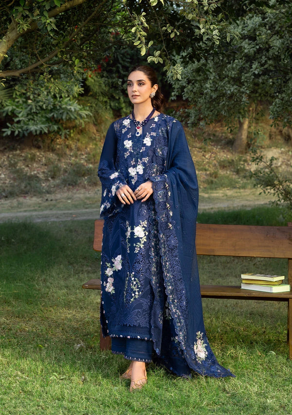Elaf Premium | Luxury Lawn 26 | ELY-4B BLUE BELLE - by Libasekhas UK - Registered Vendor of : Elaf Premium - 100% Original Designer Dress